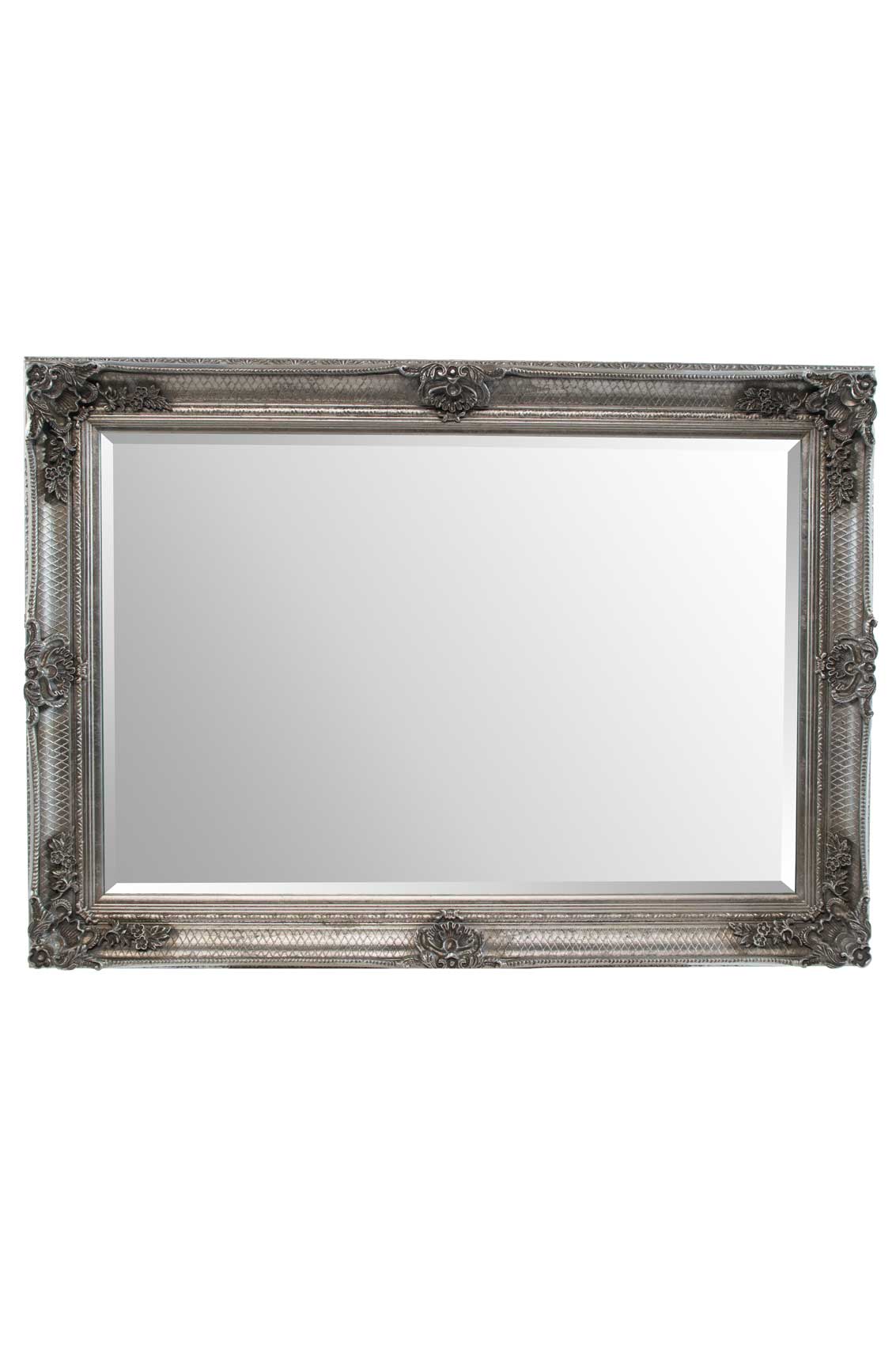 Elegant Silver Flourish Large Wall Mirror - 110 x 79 CM-3