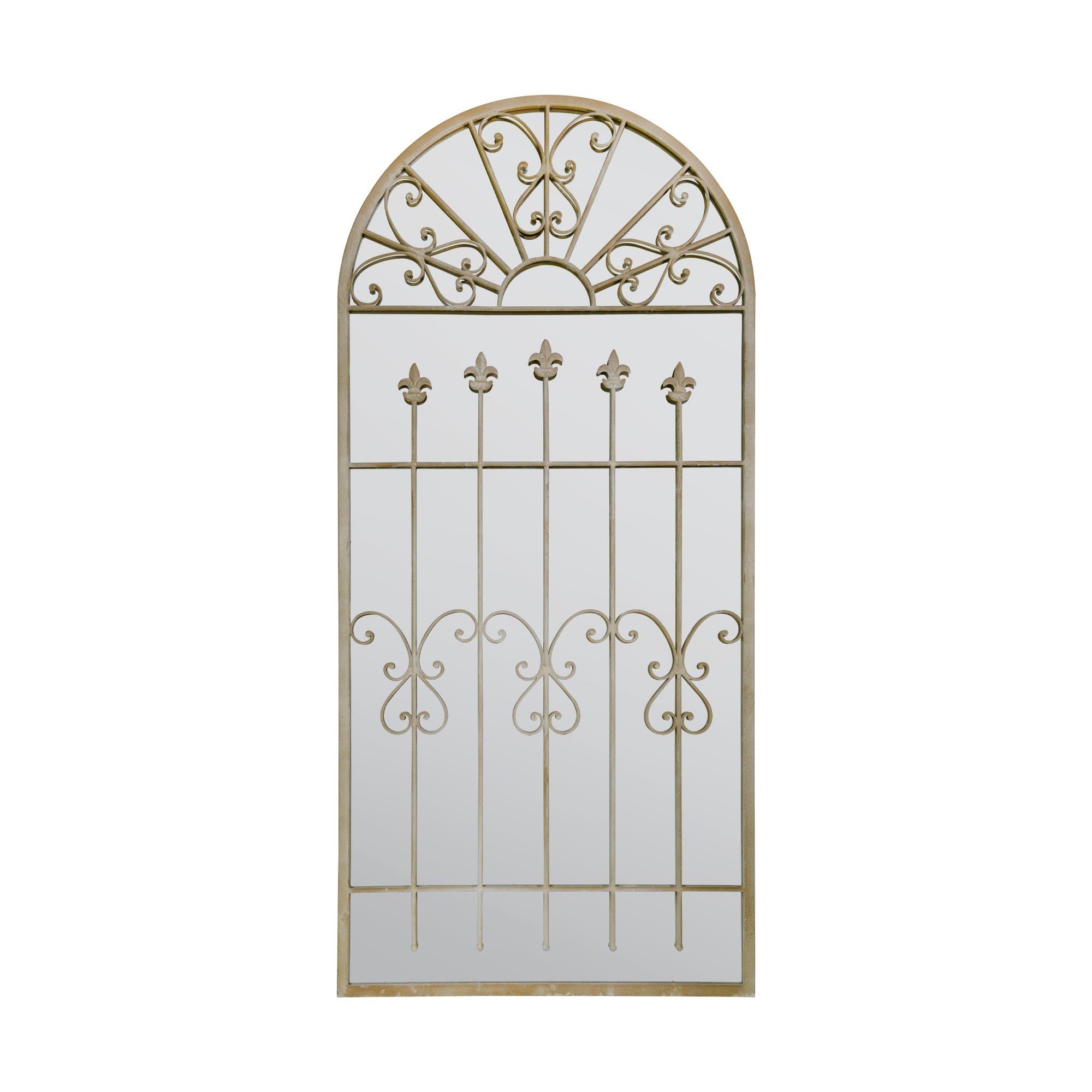 Somerley Large Stone-Colored Garden Mirror with Gothic Arch Design - 5ft3 x 2ft6 (160cm x 75cm)-8