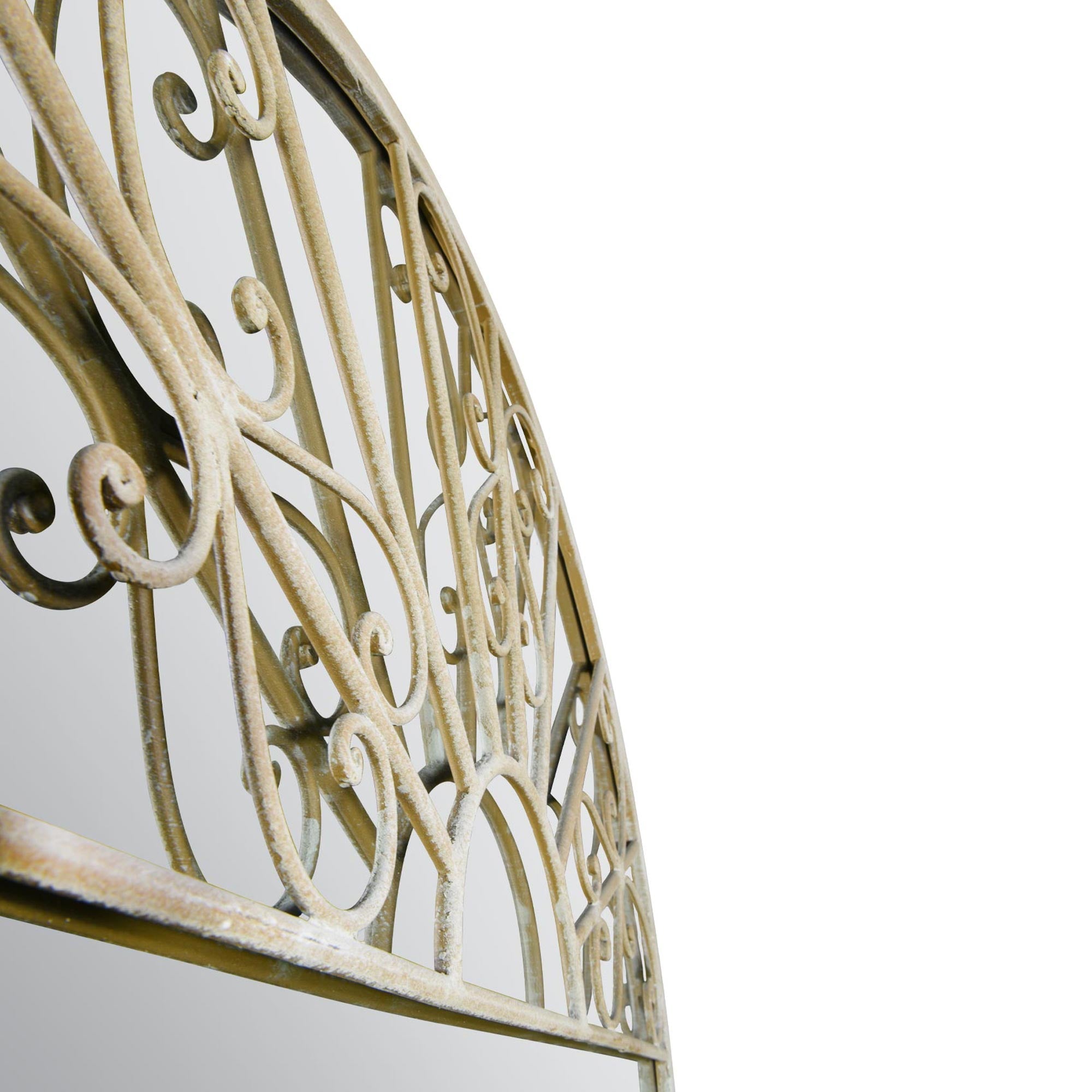 Somerley Large Stone-Colored Garden Mirror with Gothic Arch Design - 5ft3 x 2ft6 (160cm x 75cm)-11