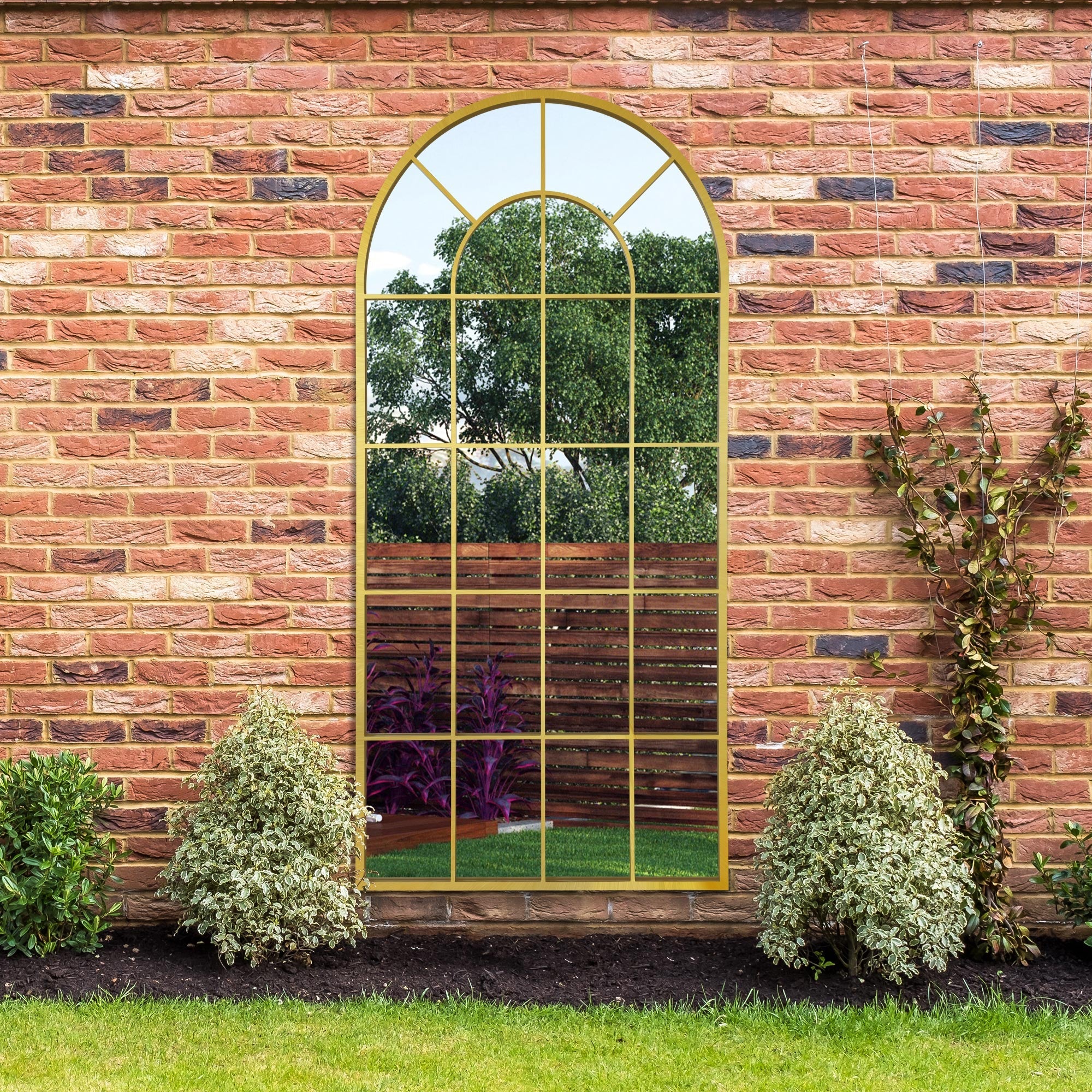 The Radiant - Gold Framed Arched Garden Mirror 71" x 33.5" (180x85CM)-8