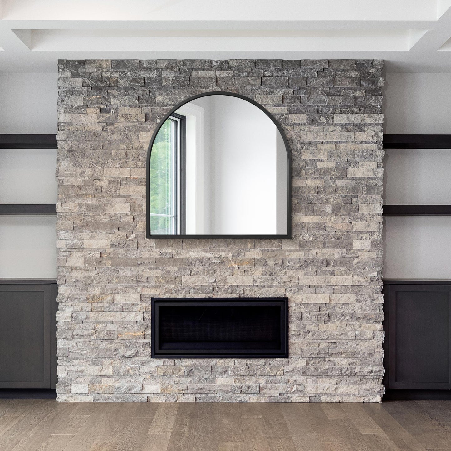 The Arched Elegance - Black Framed Leaner/Walled Mirror 39" X 39" (100CM X 100CM)-2