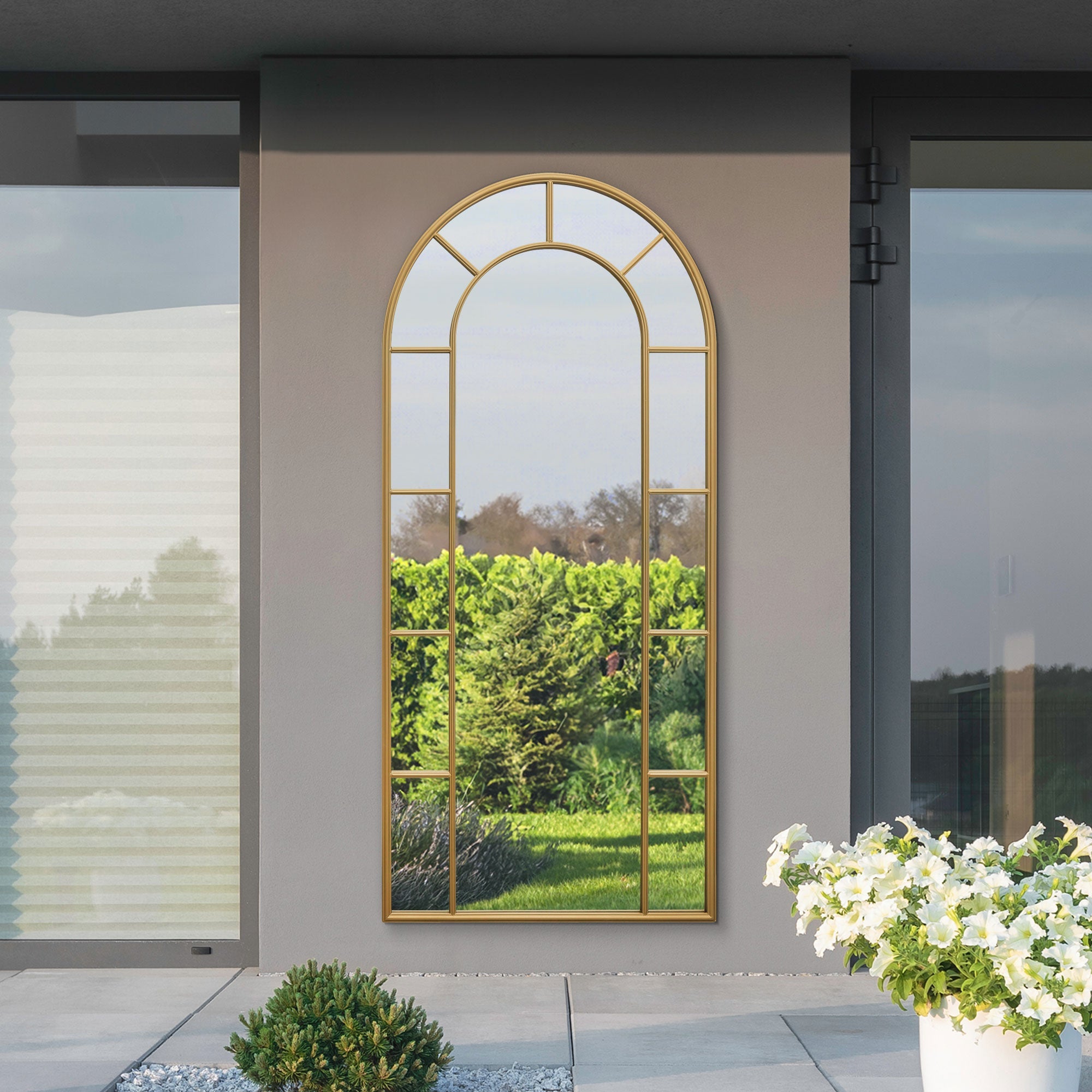 The Arcus - Elegant Gold Arched Leaner Garden Mirror 75" X 33" (190CM X 85CM)-5