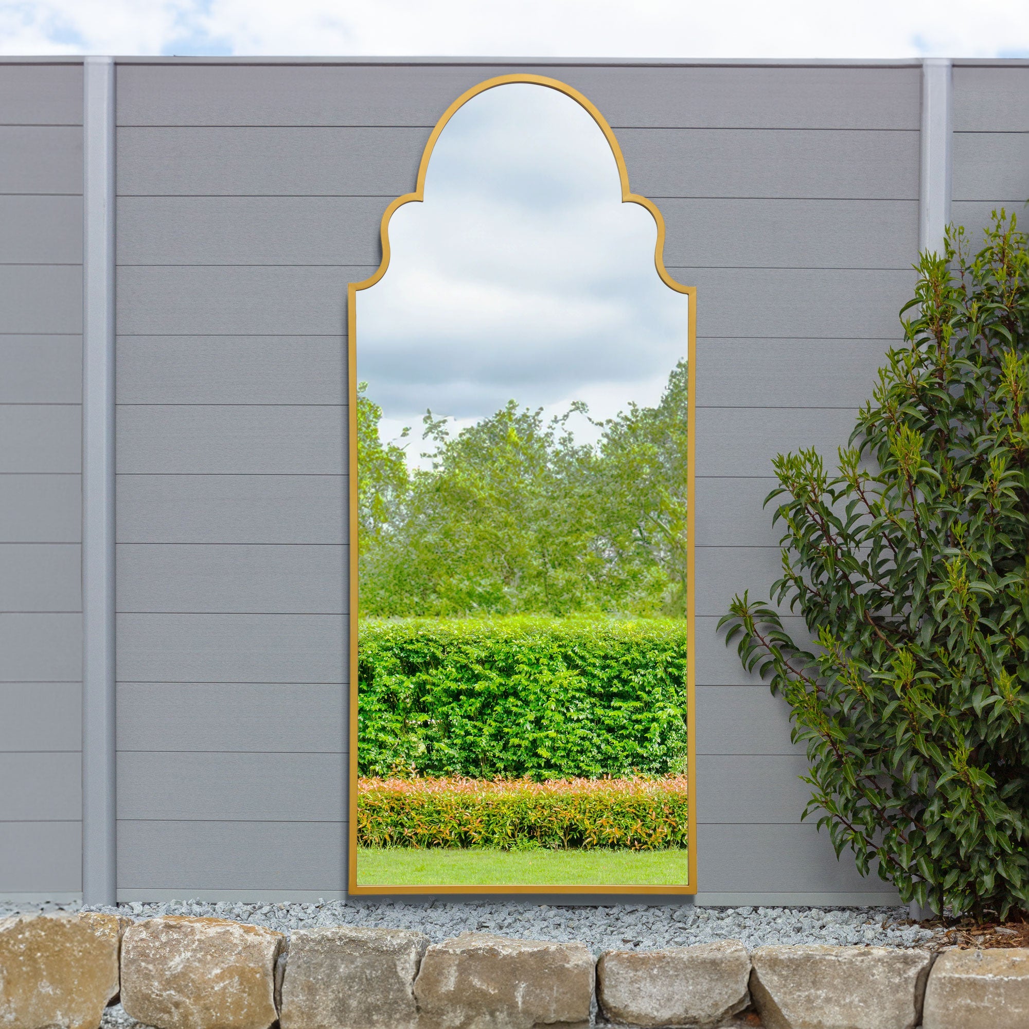 The Arcus Elegance - 79" x 33" (200x85CM) Gold Framed Arched Leaning Wall Mirror-5