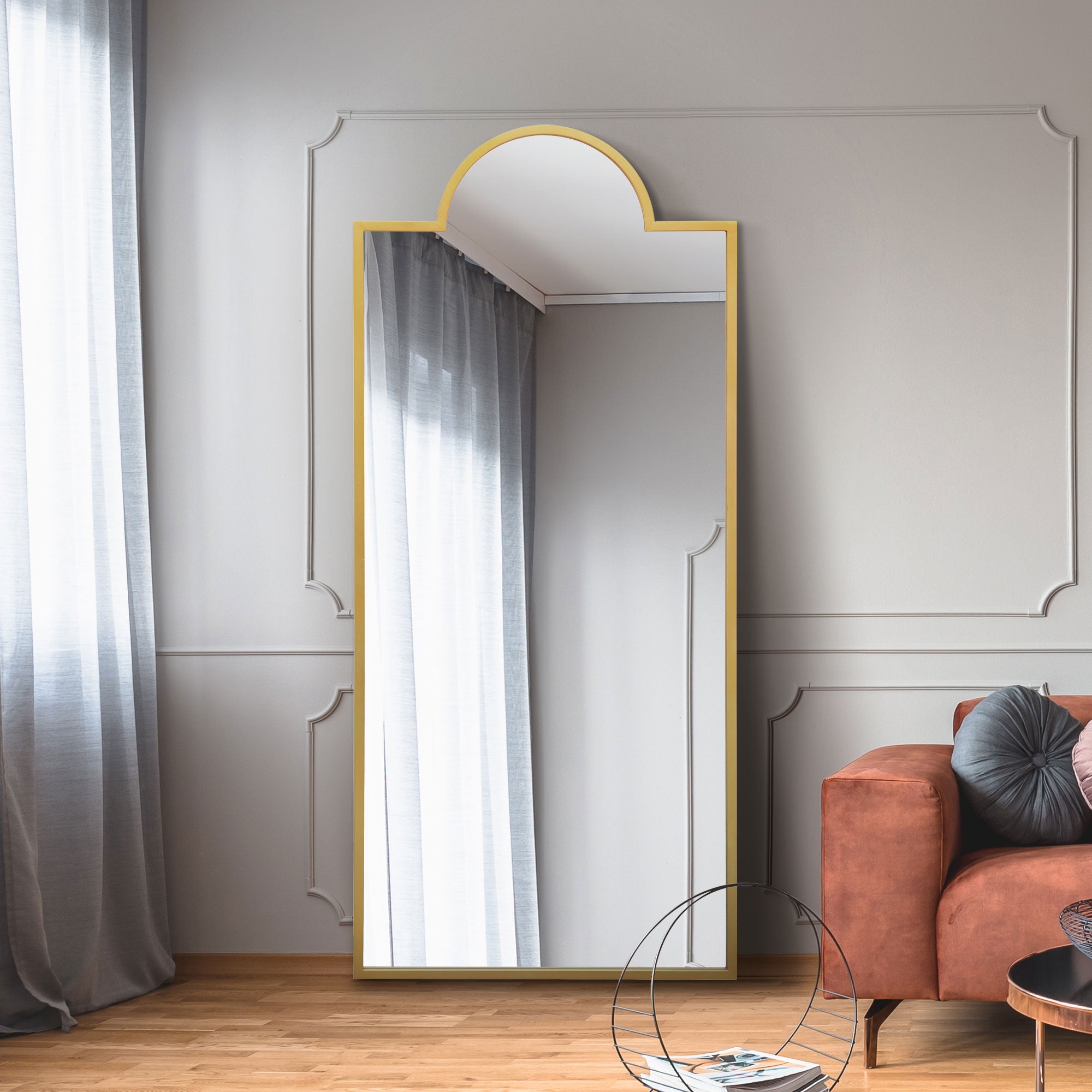 Fenestra Luxe Gold Leaning Wall Mirror - 67" x 29" (170 x 75CM)-2