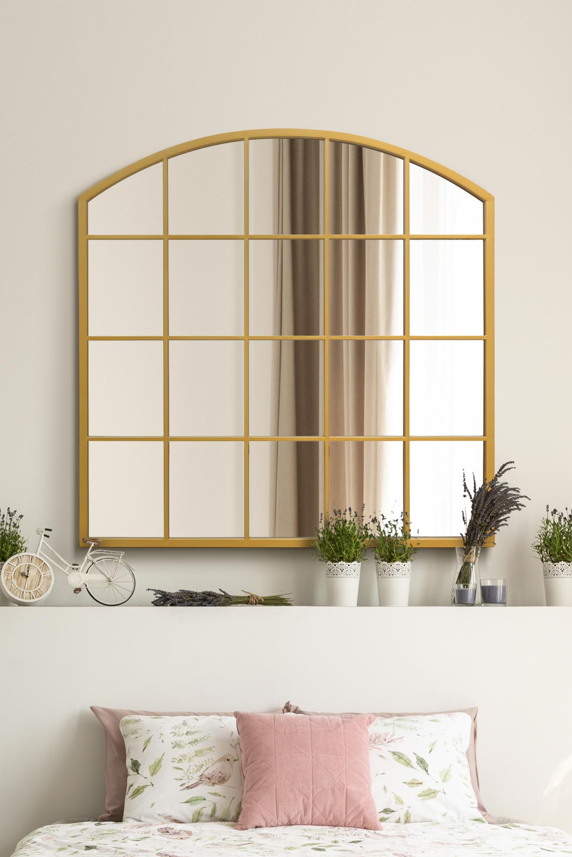 The Elegance - Gold Arched Leaner/Walled Mirror 39" X 39" (100x100CM) Perfect for Indoor and Outdoor Use!-1