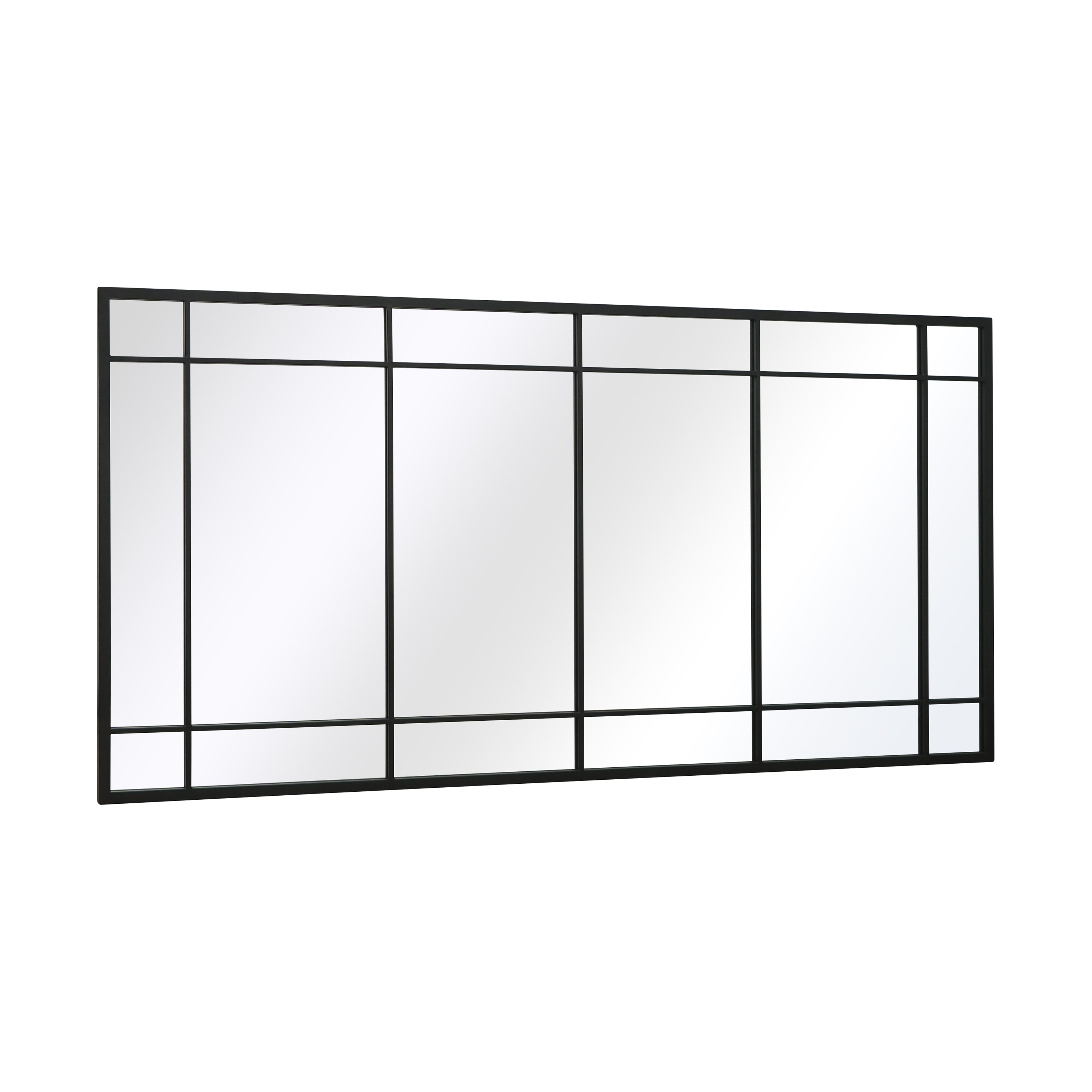 The Horizon - Sleek Black Metal Framed Garden Mirror 71" X 35" (180CM X 90CM) for Wall or Leaning Use-12