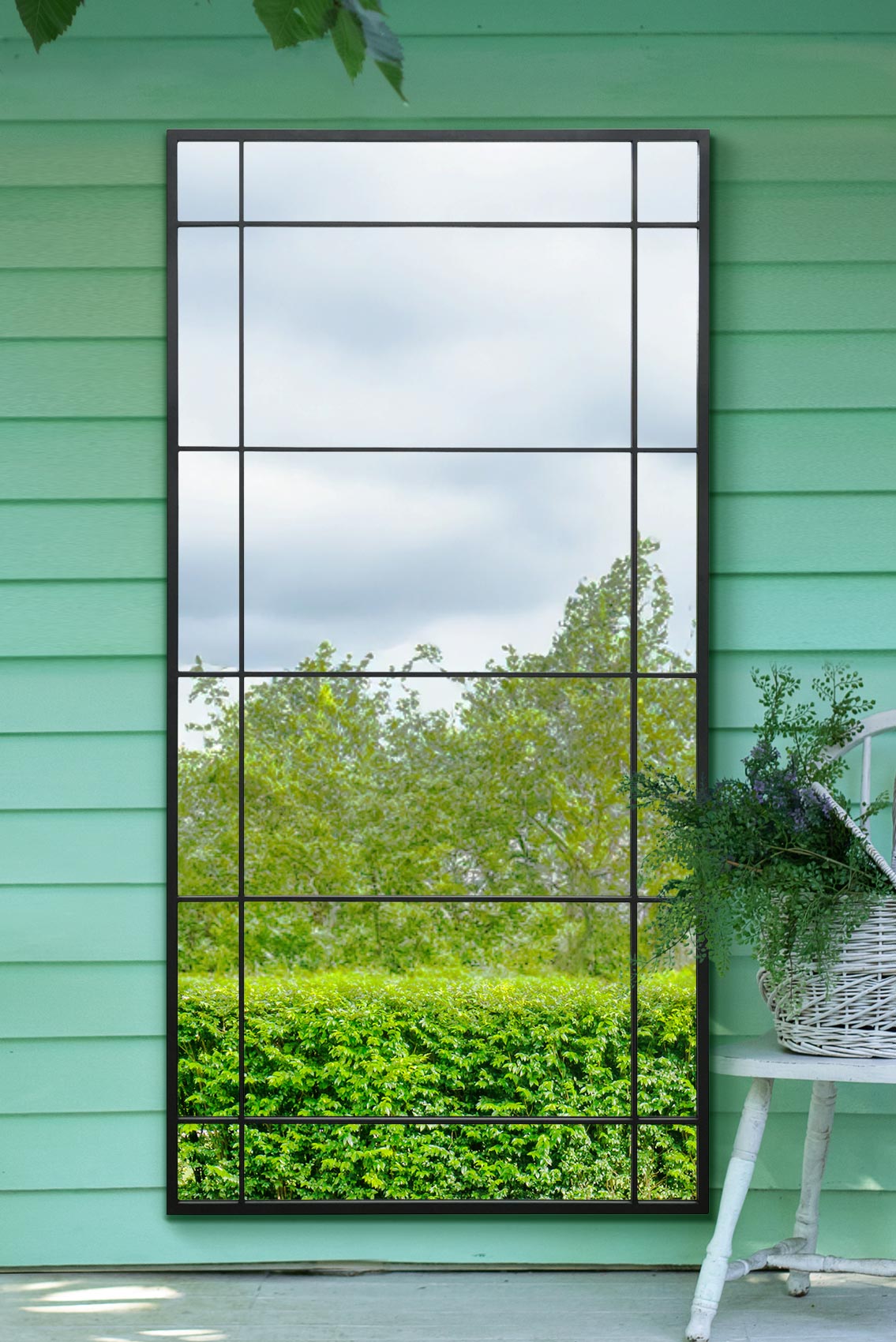 The Horizon - Sleek Black Metal Framed Garden Mirror 71" X 35" (180CM X 90CM) for Wall or Leaning Use-7