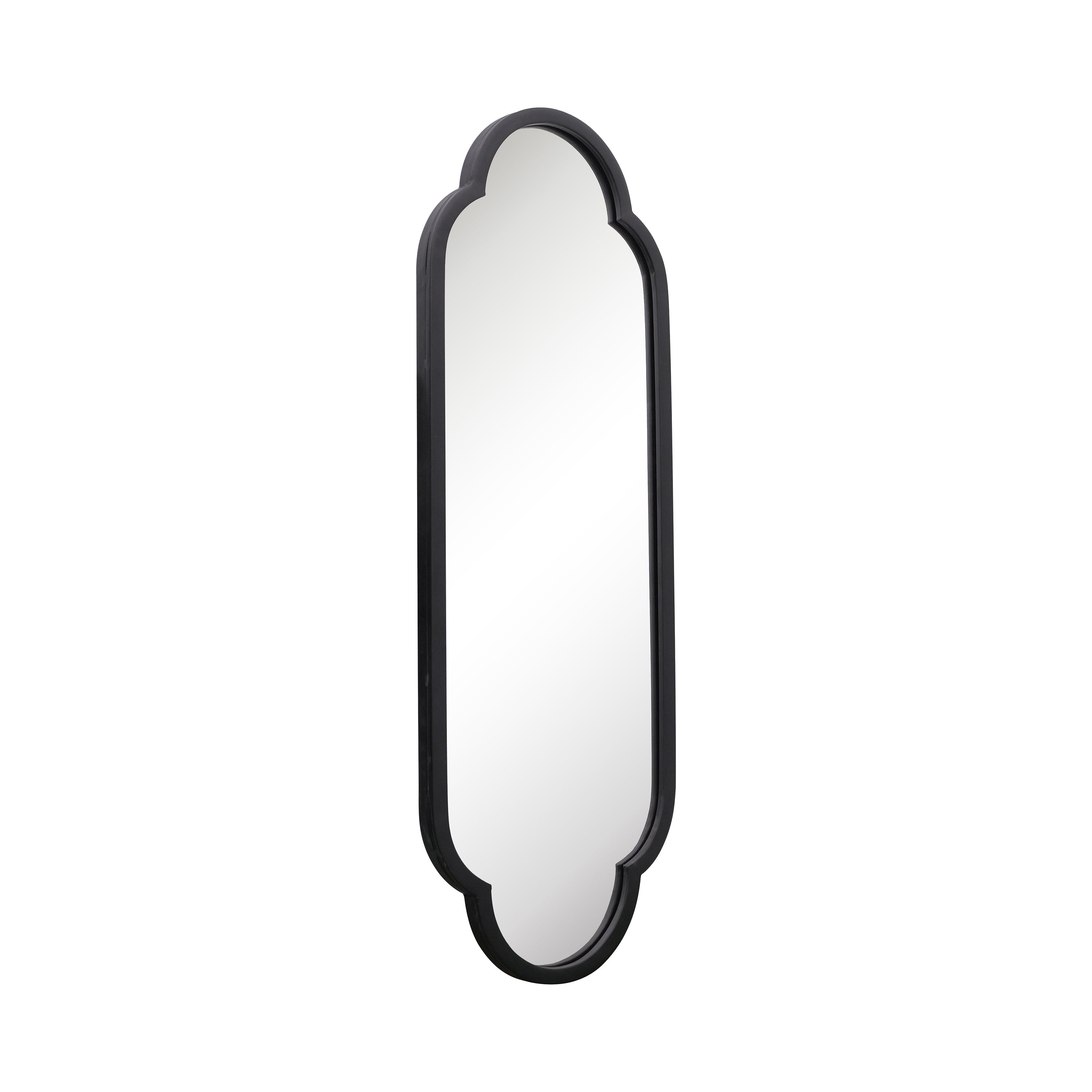 The Duplici - Sleek Black Metal Double Arched Oval Garden Wall Mirror 40" X 14" (102CM X 35.5CM)-8