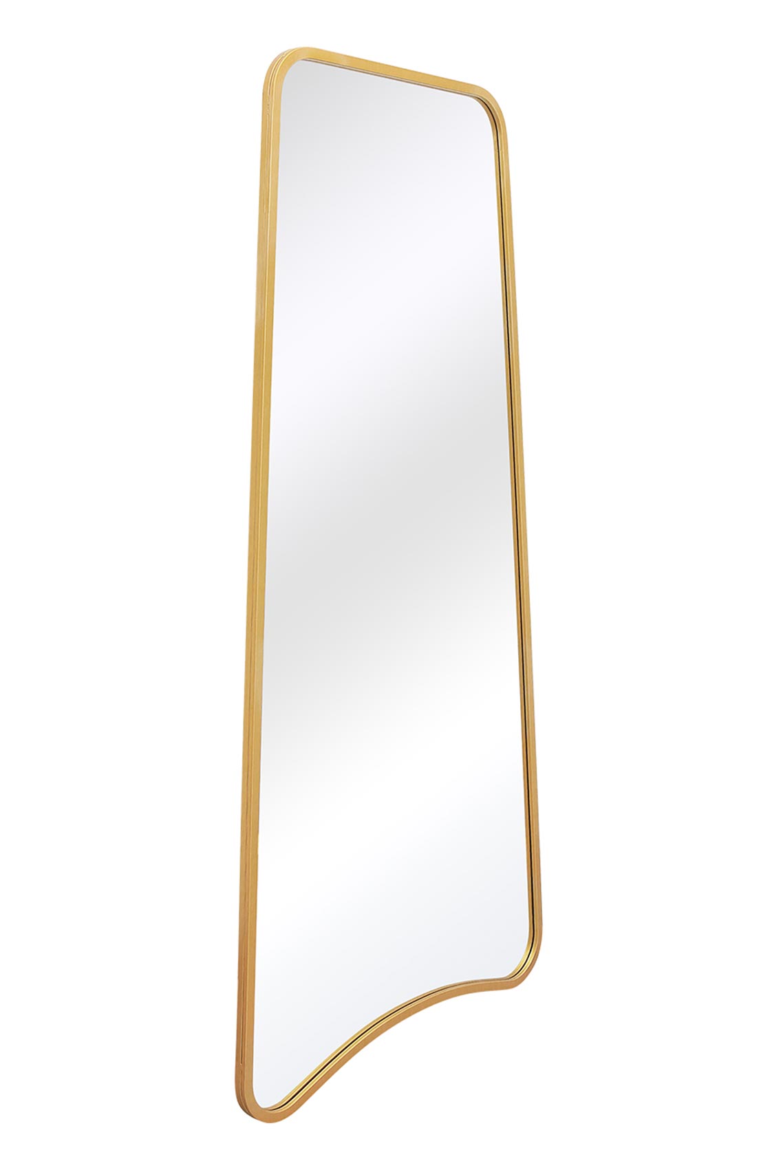 Arched Bottom Gold Metal Framed Garden Wall Mirror - Isosceles Trapezoid Design, 71" X 34" (180CM X 85CM)-4