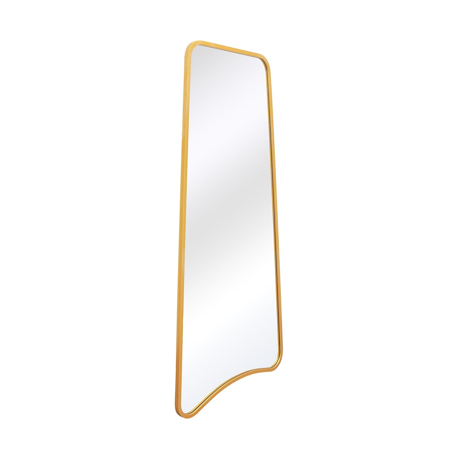 Arched Bottom Gold Metal Framed Garden Wall Mirror - Isosceles Trapezoid Design, 71" X 34" (180CM X 85CM)-12