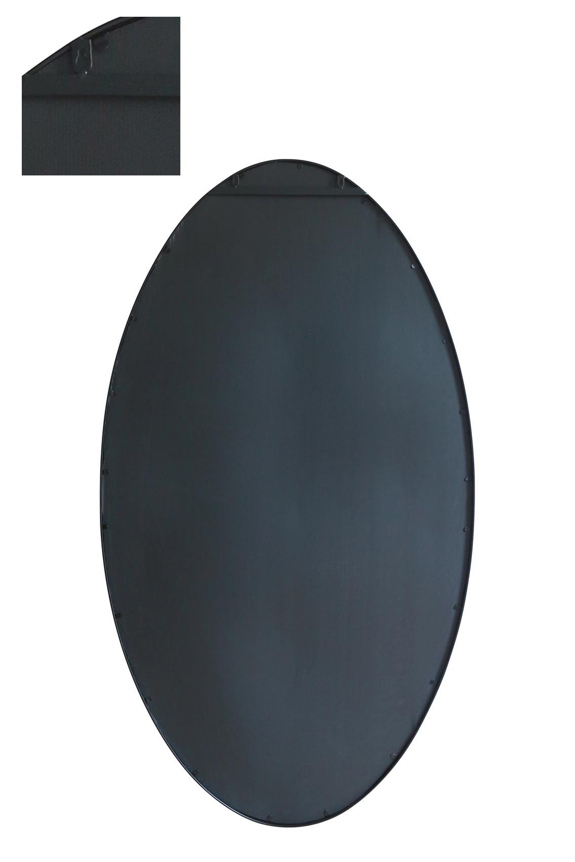 Oval Garden Wall Mirror with Black Metal Frame - 71" x 39" (180 x 100CM)-5