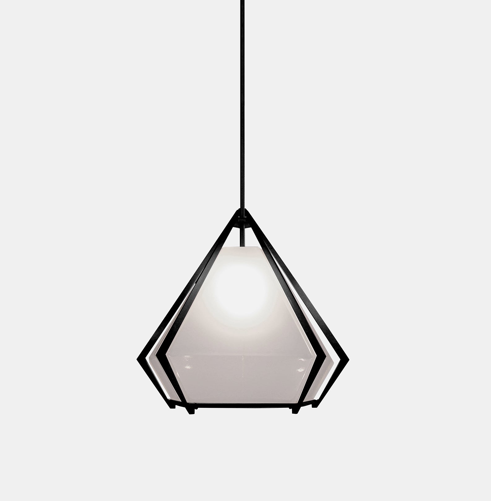 HARLOW LARGE PENDANT ALABASTER WHITE GLASS BLACKENED STEEL FINISH 