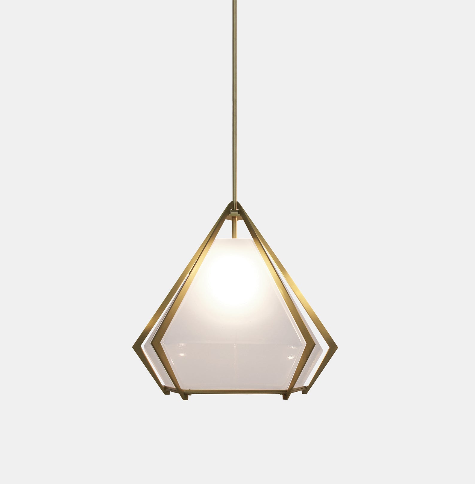 HARLOW LARGE PENDANT ALABASTER WHITE GLASS SATIN BRASS FINISH 