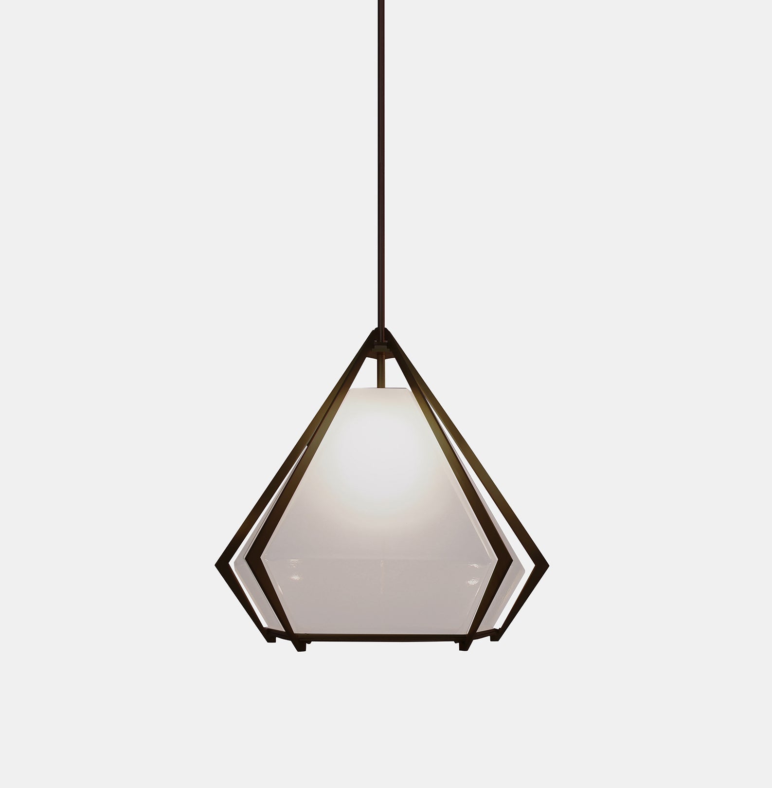 HARLOW LARGE PENDANT ALABASTER WHITE GLASS SATIN BRONZE FINISH 