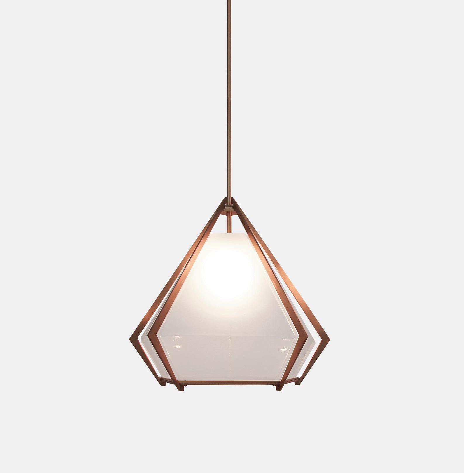 HARLOW LARGE PENDANT ALABASTER WHITE GLASS SATIN COPPER FINISH 