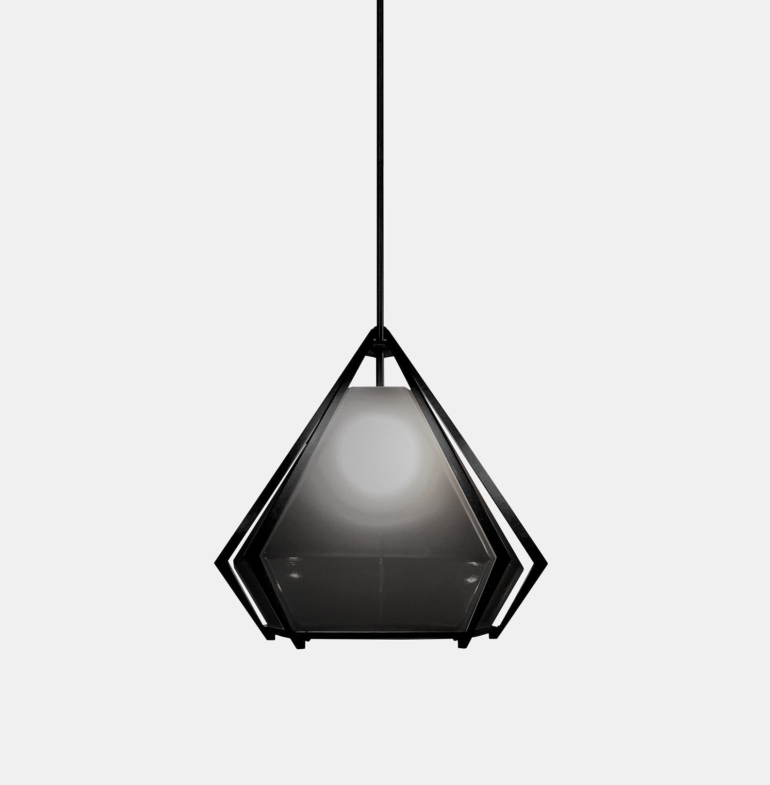 HARLOW LARGE PENDANT SMOKED GRAY GLASS BLACKENED STEEL FINISH 
