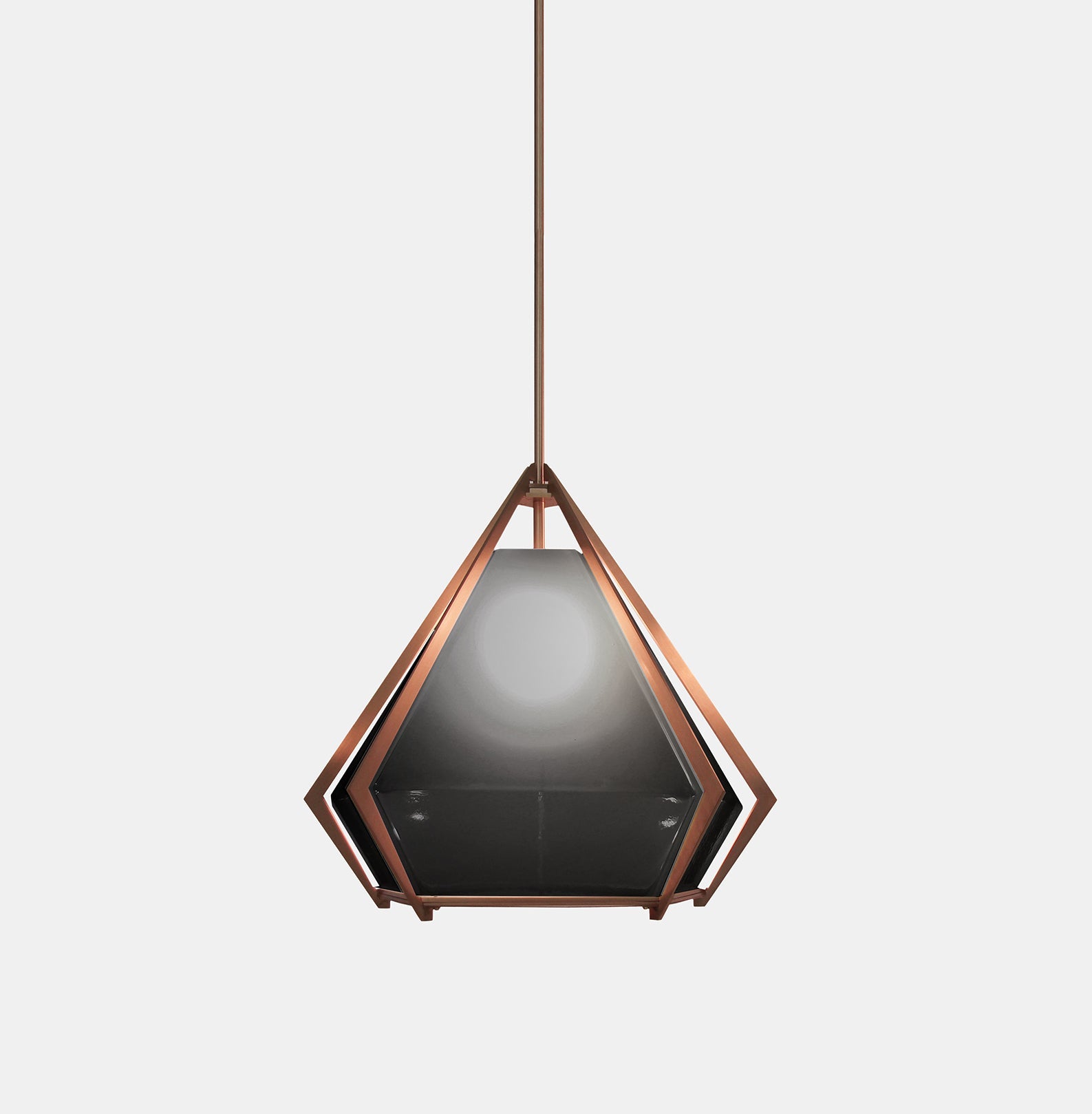 HARLOW LARGE PENDANT SMOKED GRAY GLASS SATIN COPPER FINISH 