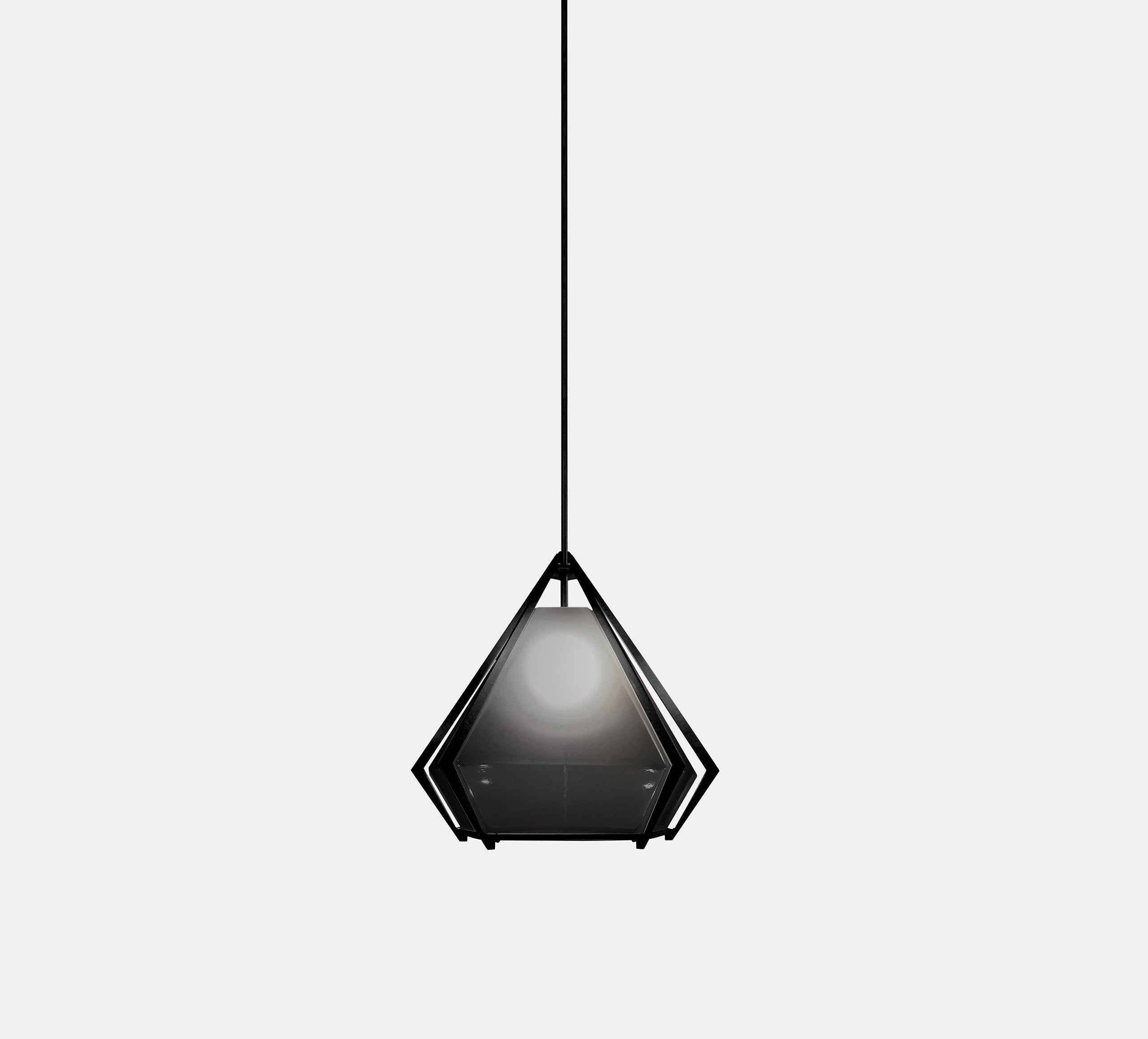 HARLOW SMALL PENDANT SMOKED GRAY GLASS BLACKENED STEEL FINISH 