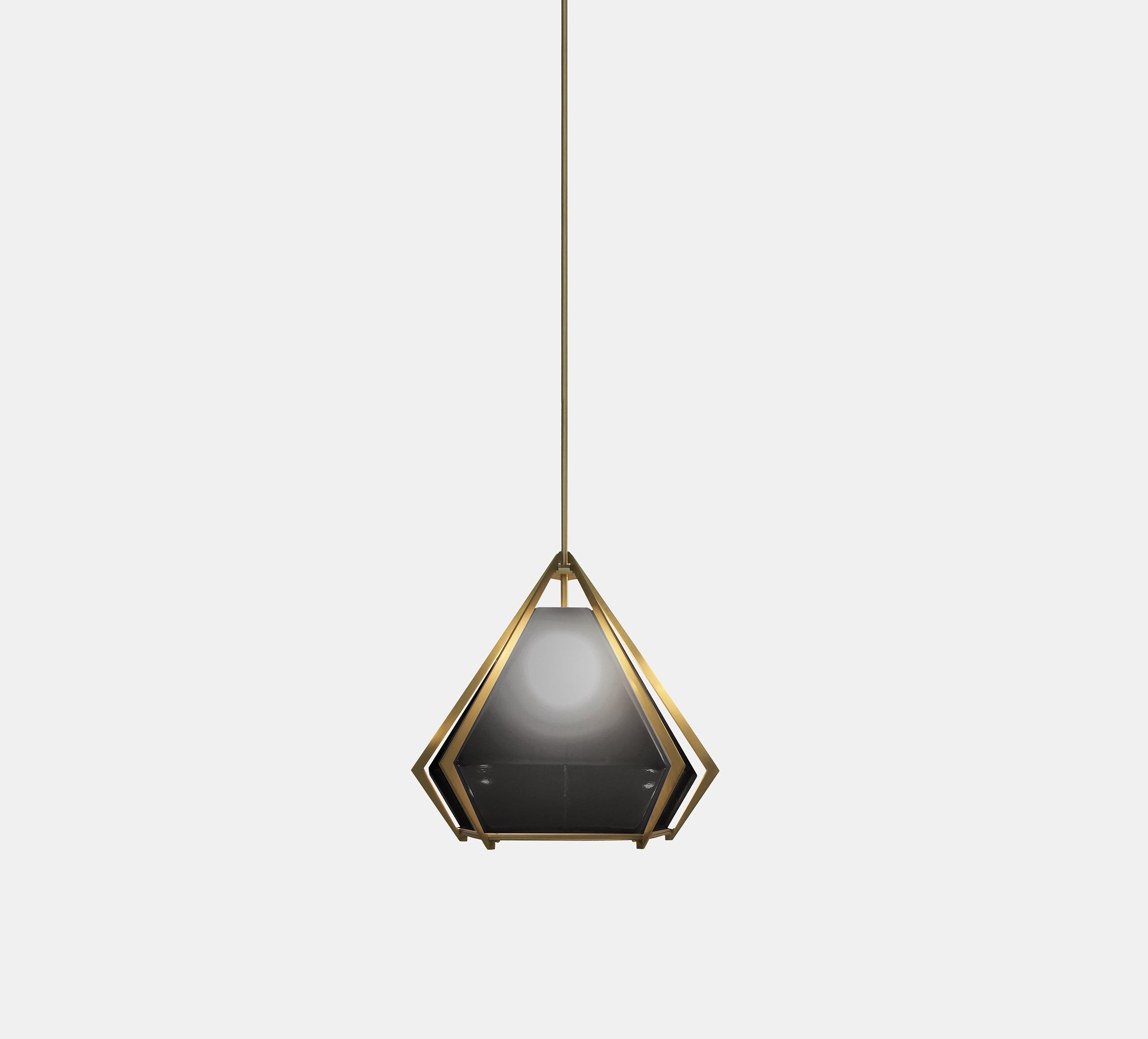 HARLOW SMALL PENDANT SMOKED GRAY GLASS SATIN BRASS FINISH 