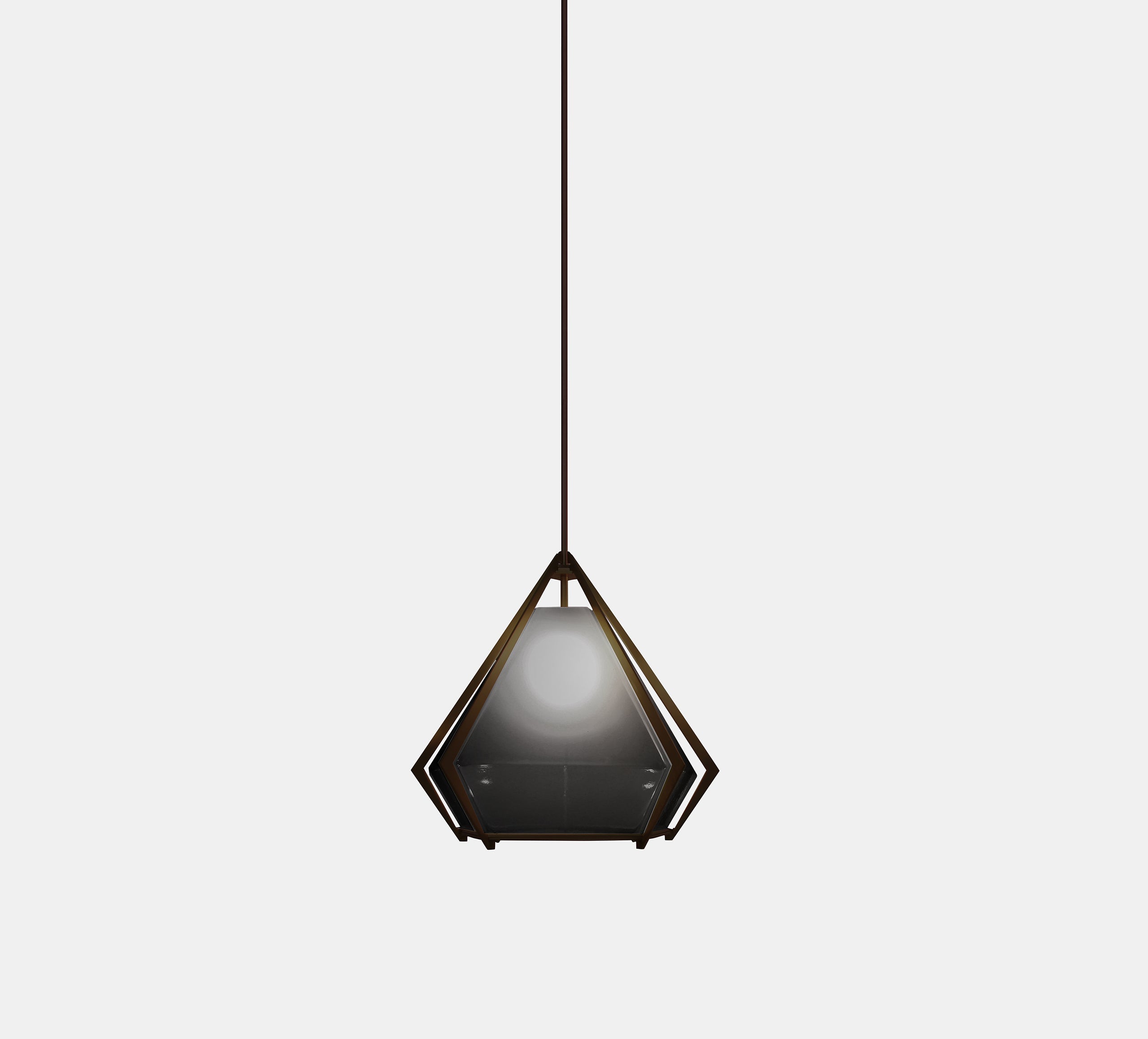 HARLOW SMALL PENDANT SMOKED GRAY GLASS SATIN BRONZE FINISH 