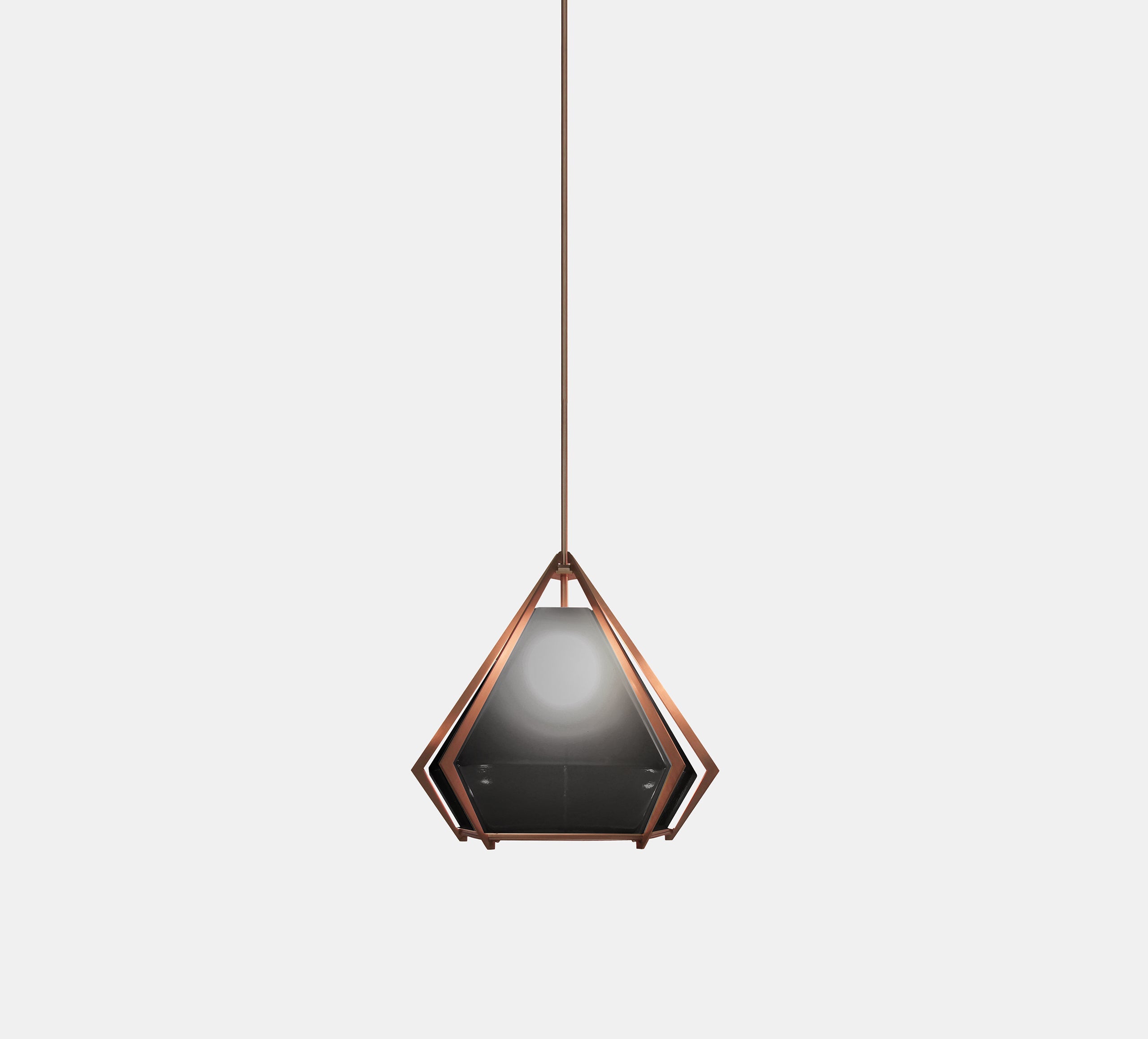 HARLOW SMALL PENDANT SMOKED GRAY GLASS SATIN COPPER FINISH 