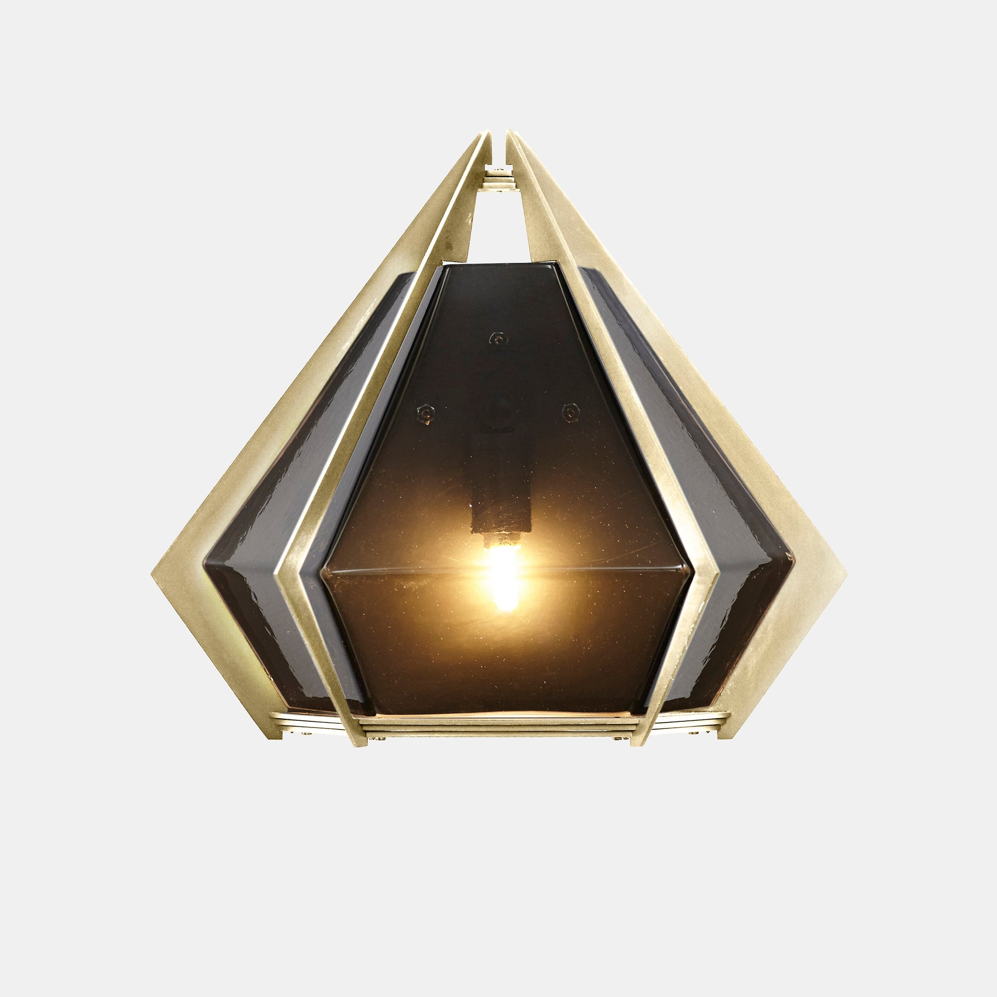 HARLOW WALL SCONCE SMOKED GRAY GLASS SATIN BRASS 