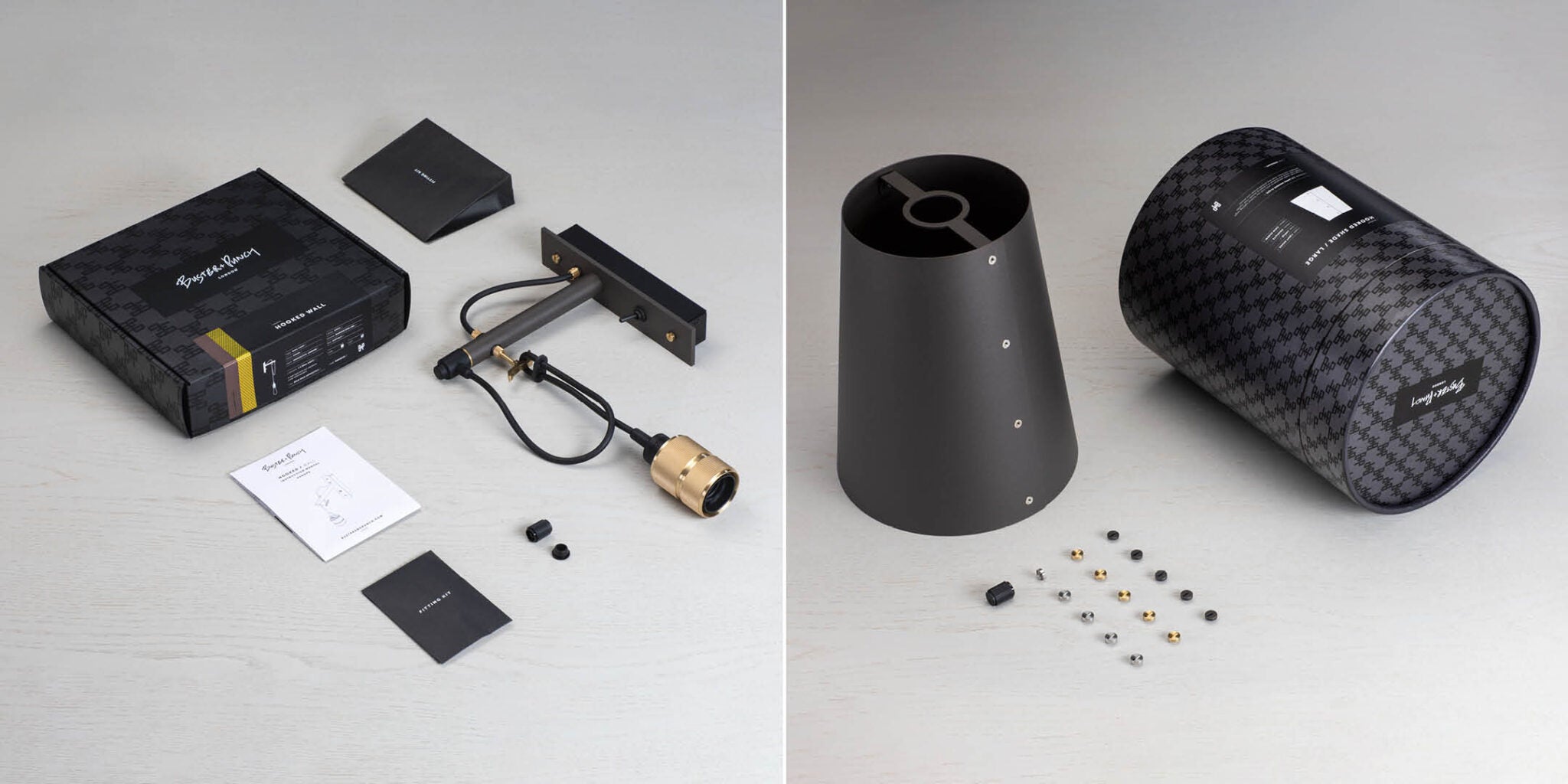 Hooked Wall/ Large/ Graphite Brass packaging 