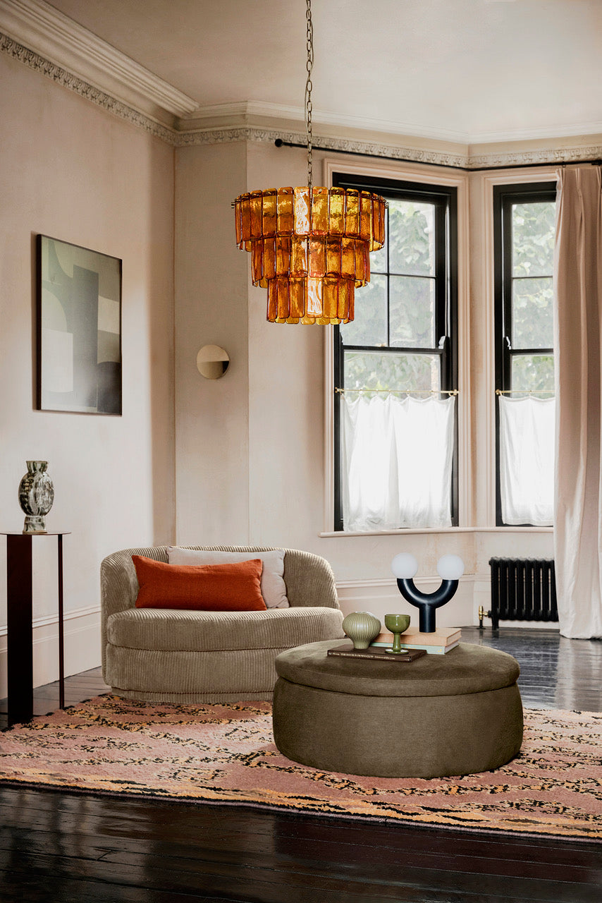 Amber Glass 3 Tiered Chandelier – Ambientco