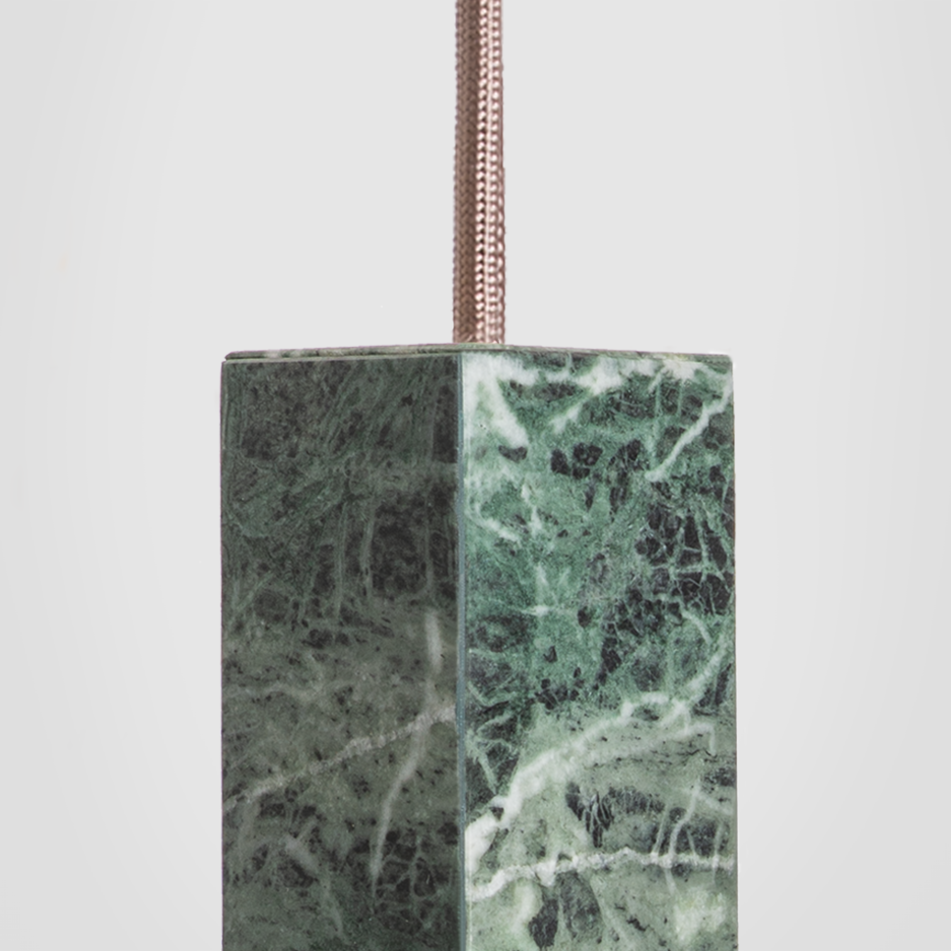 Lamp One Pendant Light / Green, close up of cable and marble pendant.