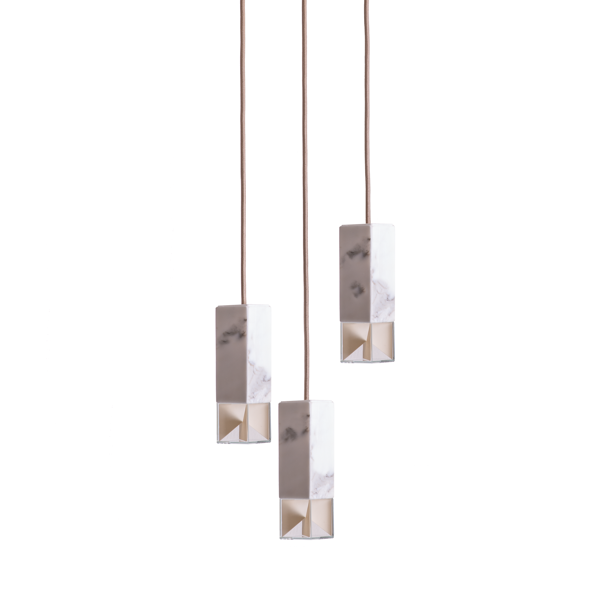 Lamp/ One Marble Trio Chandelier white background 