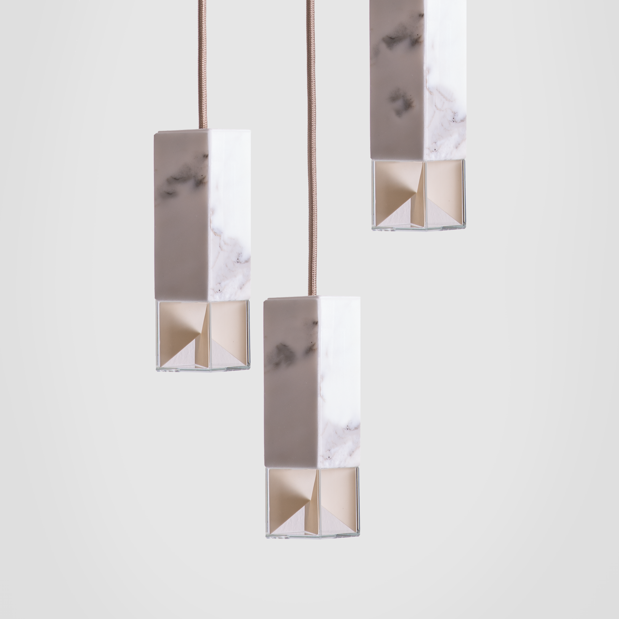 Lamp/ One Marble Trio Chandelier grey background 