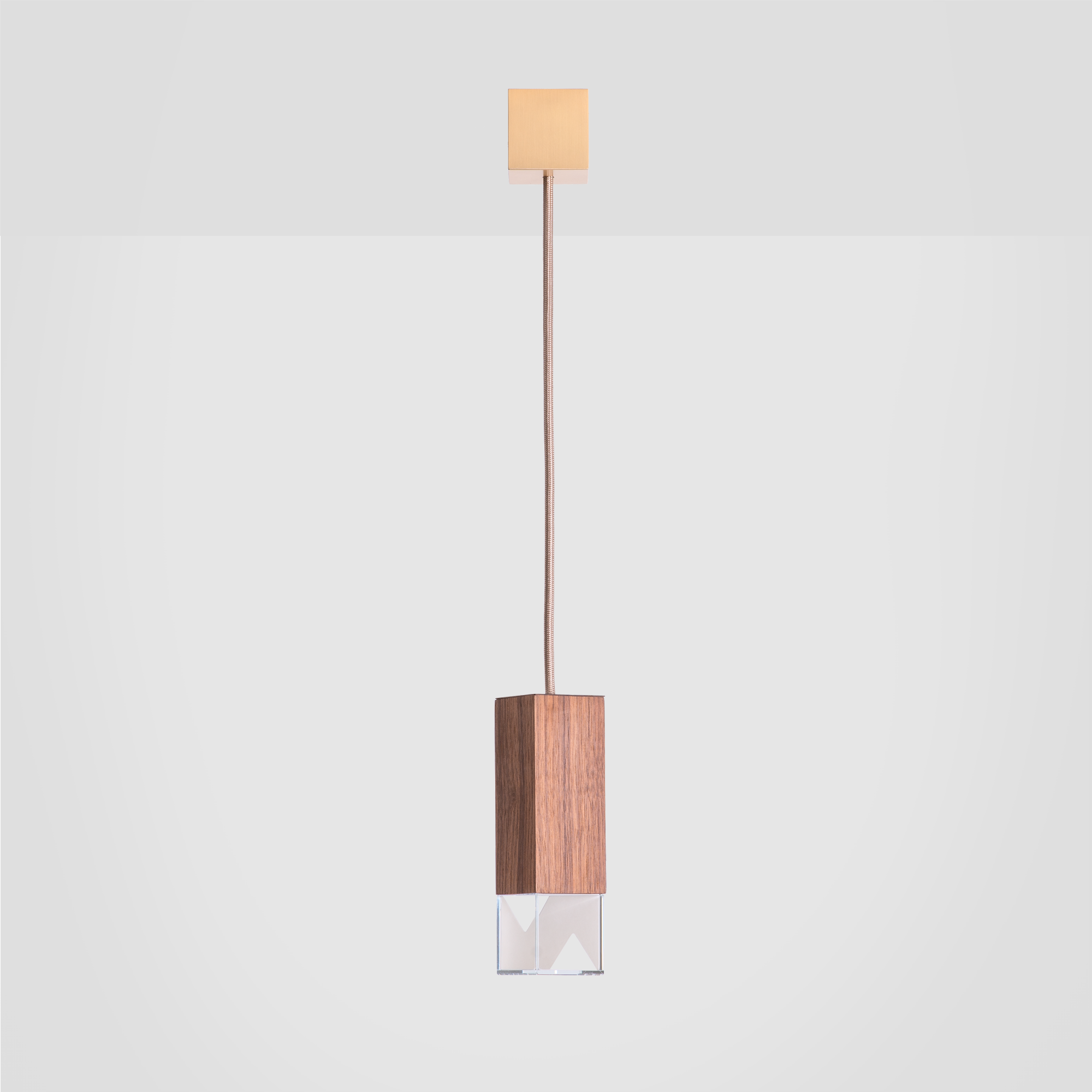 Lamp One Pendant Light / Wood, front view.