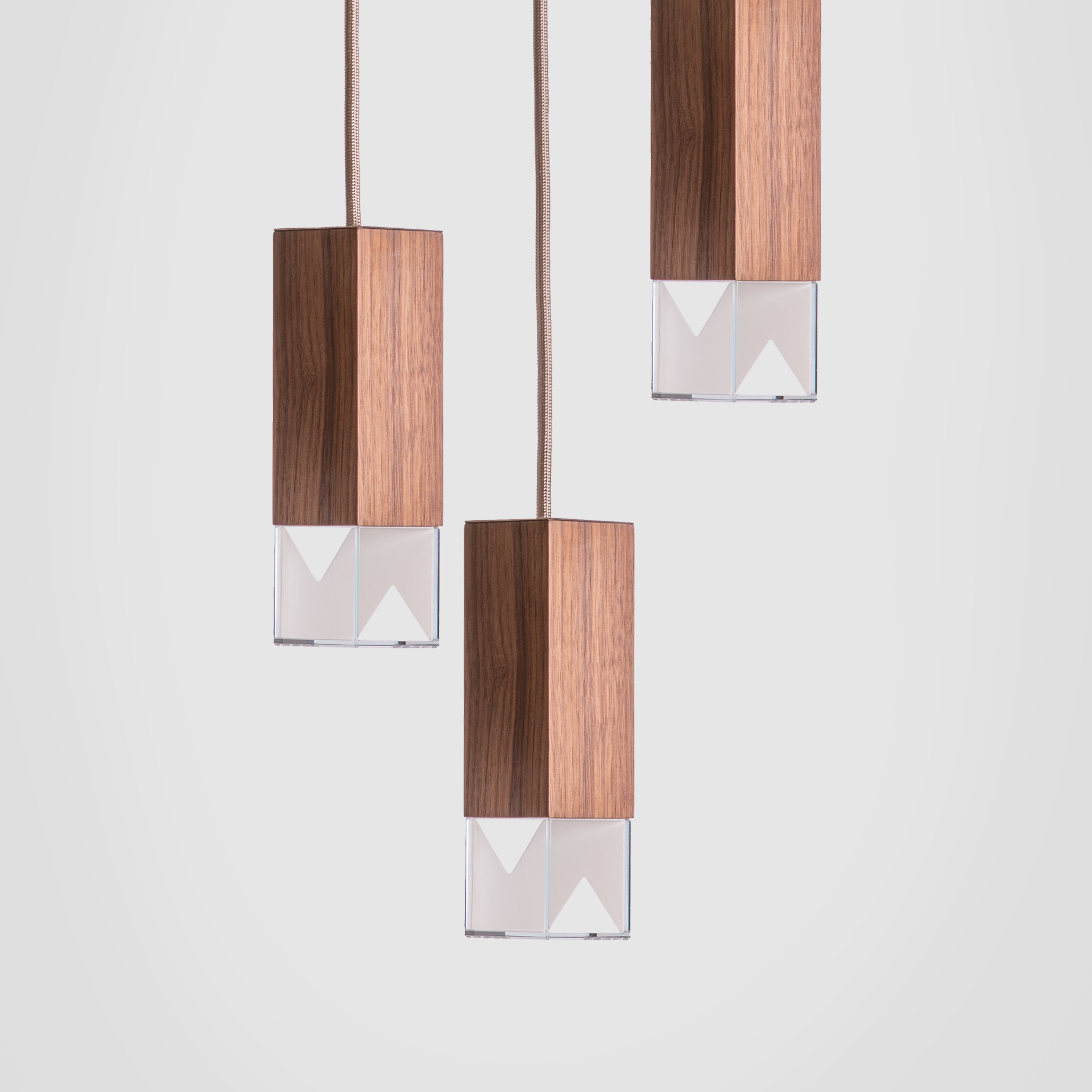Lamp/ One Wood Trio Chandelier grey background