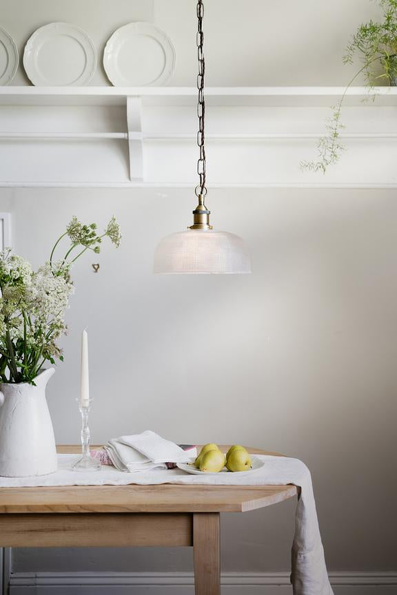Du Maurier Prismatic Stepped Dome Glass Pendant Light