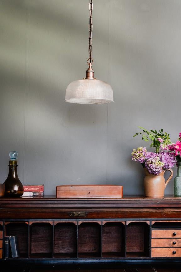 Du Maurier Prismatic Stepped Dome Glass Pendant Light