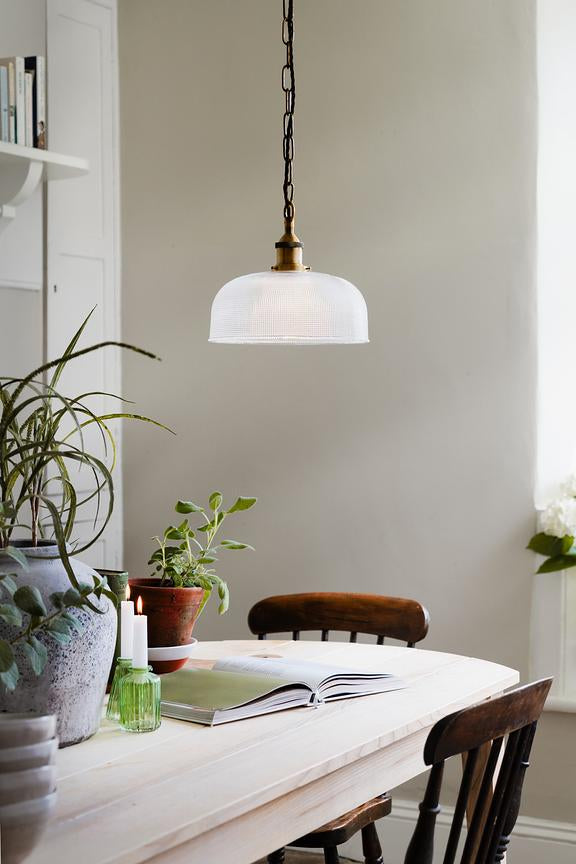 Du Maurier Prismatic Stepped Dome Glass Pendant Light