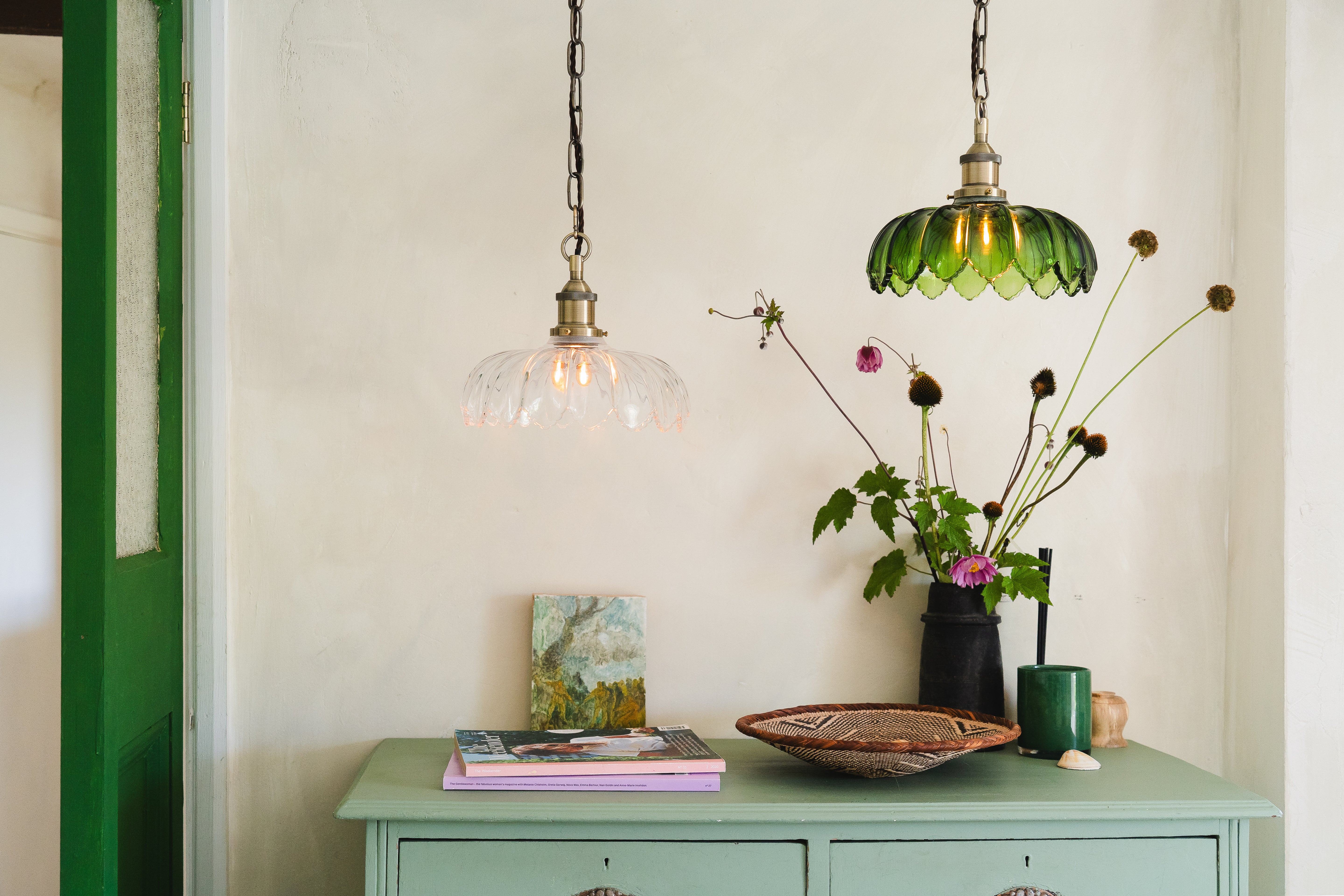 Organic Flora Clear Glass Pendant Light