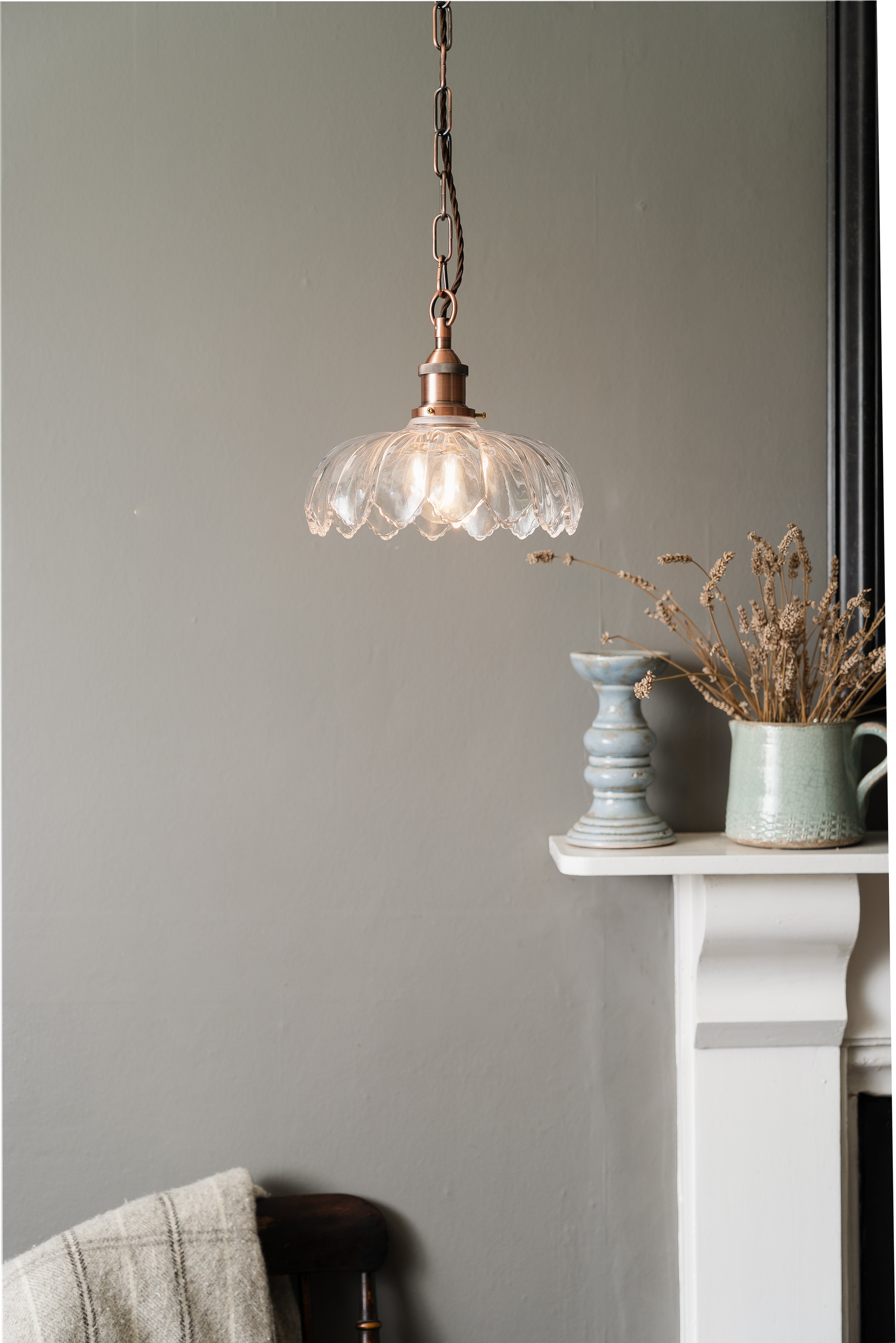 Organic Flora Clear Glass Pendant Light