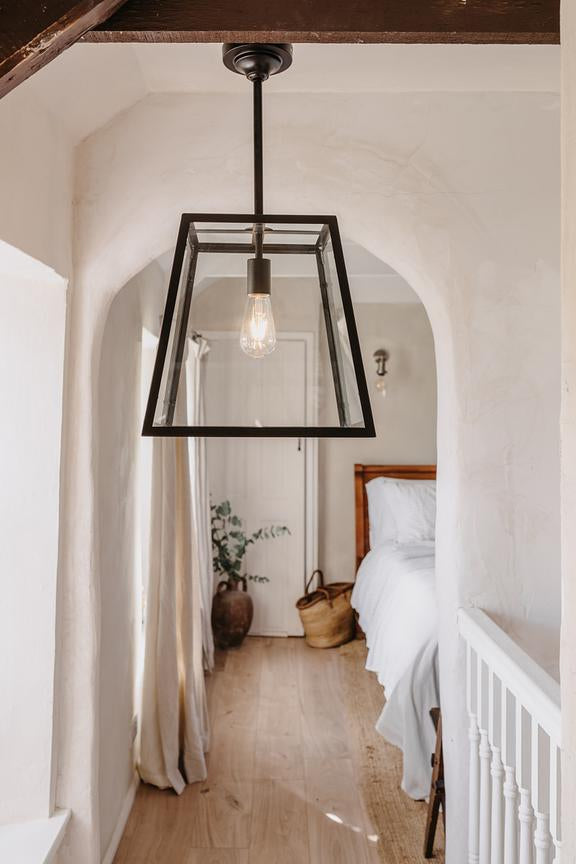 Ludlow Geo Trapeze Metal and Glass Lantern Pendant Light - Soho Lighting