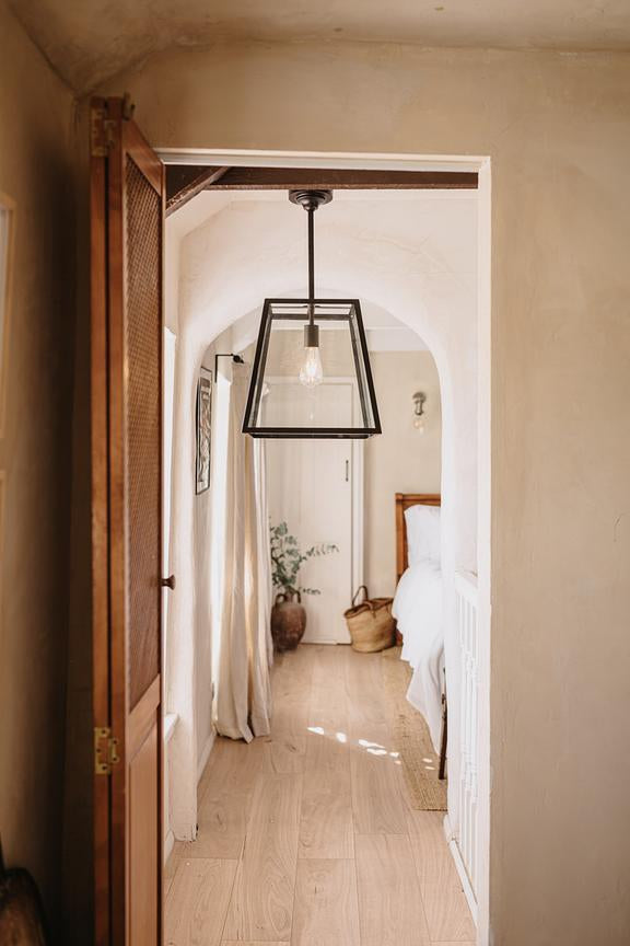 Ludlow Geo Trapeze Metal and Glass Lantern Pendant Light - Soho Lighting