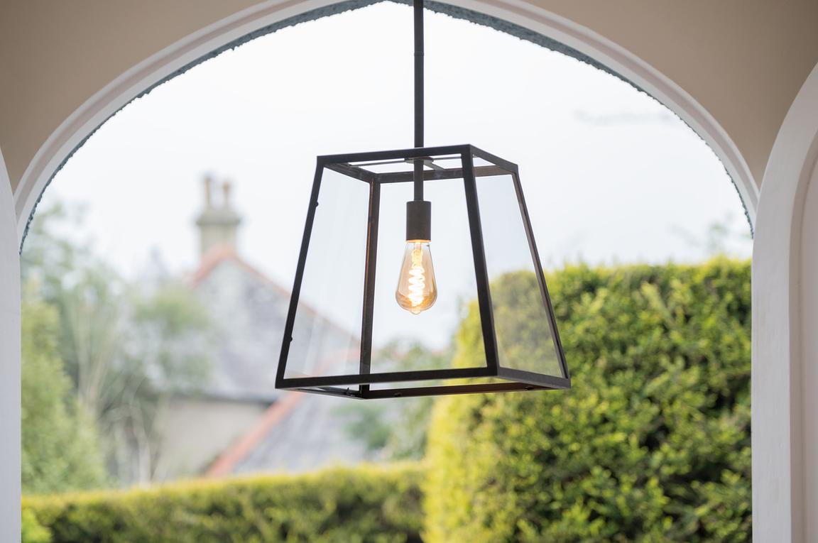 Ludlow Geo Trapeze Metal and Glass Lantern Pendant Light - Soho Lighting