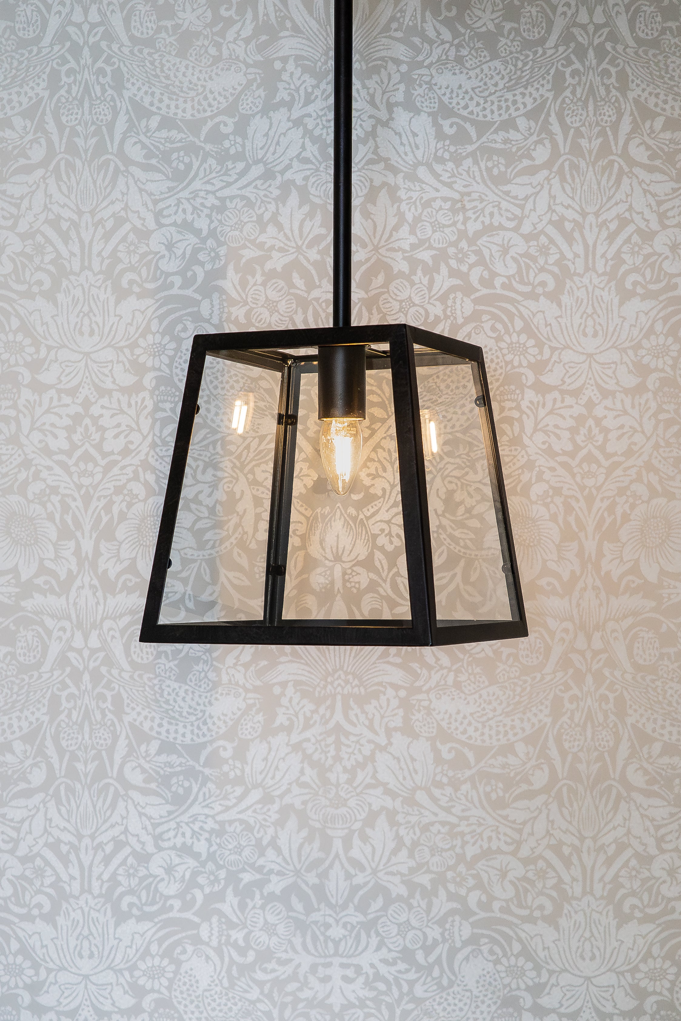 Small Ludlow Geo Trapeze Metal and Glass Lantern Pendant Light