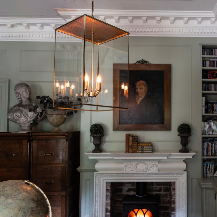 Soho Lighting Langdon Lantern Pendant Large Brass