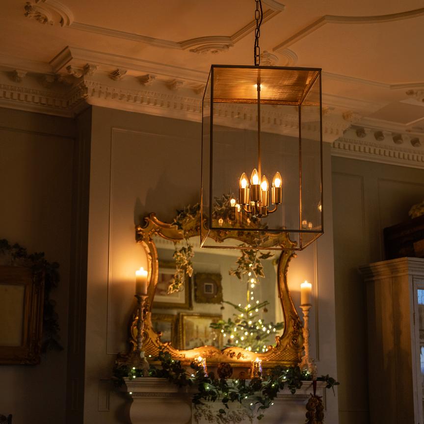 Soho Lighting Langdon Lantern Pendant Large Brass