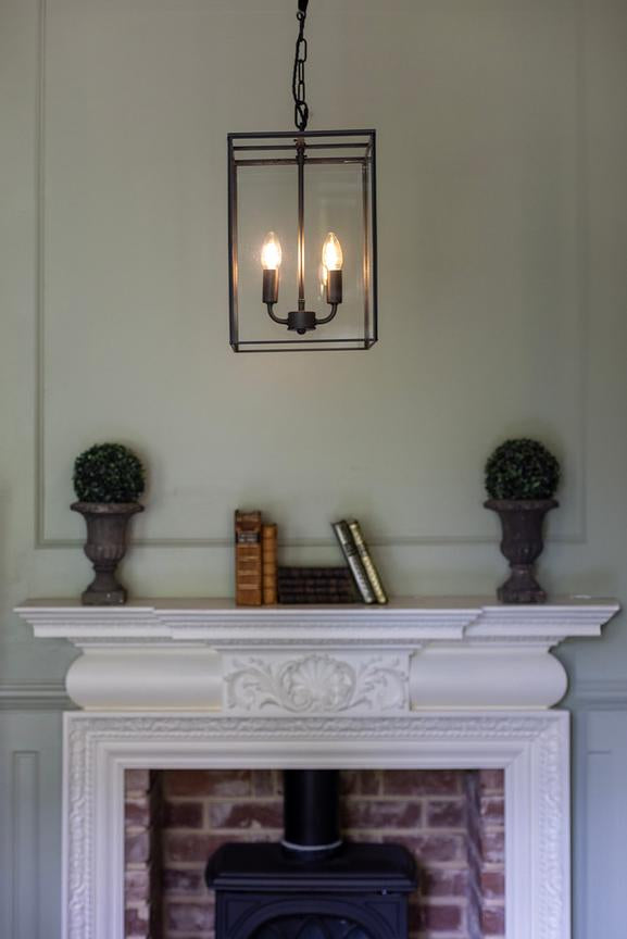 Soho Lighting London Lantern Pendant Crossbar Small Matt Black