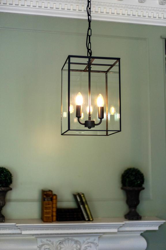 Soho Lighting London Lantern Pendant Crossbar Small Matt Black