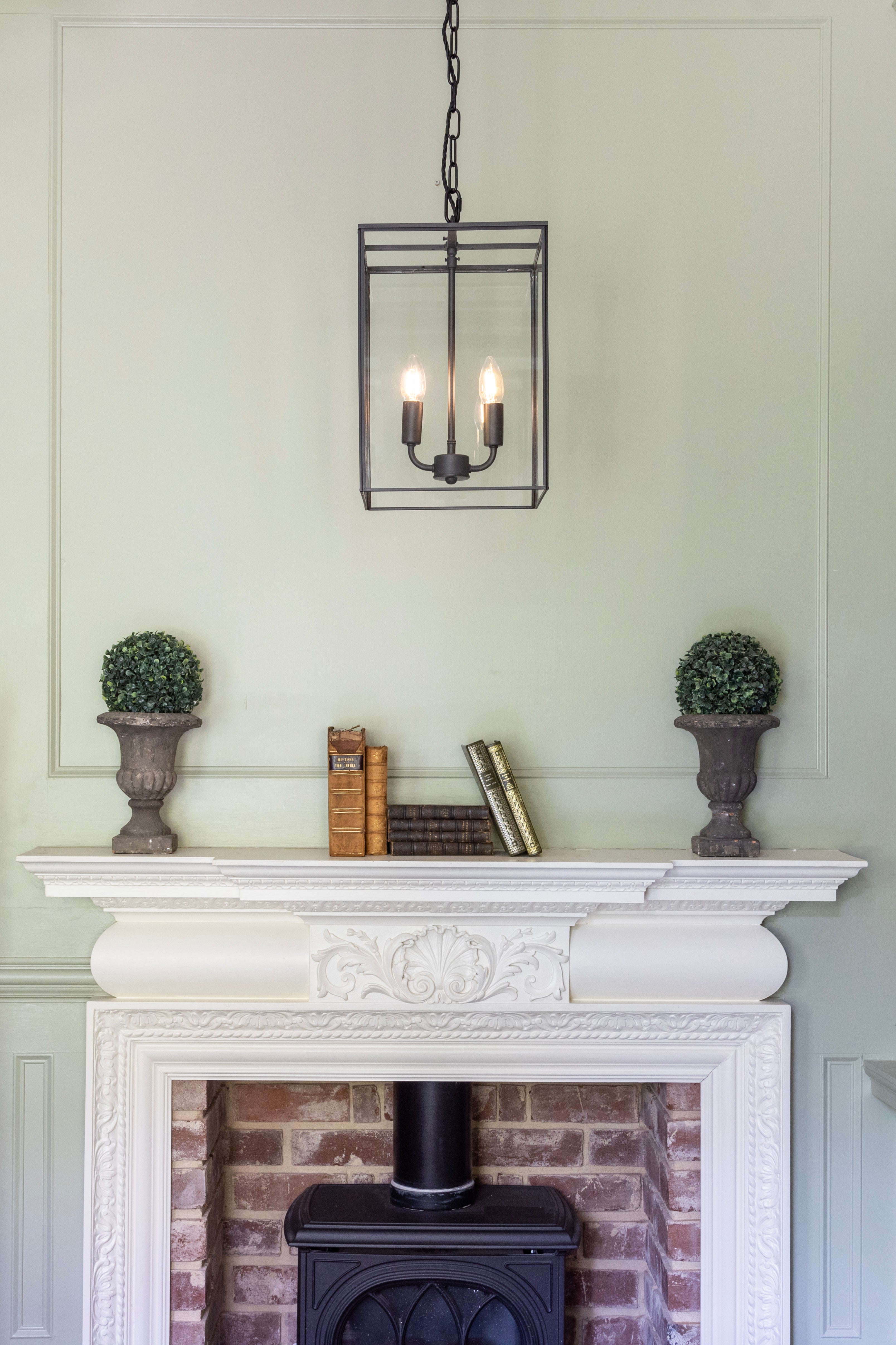Soho Lighting London Lantern Pendant Crossbar Small Matt Black