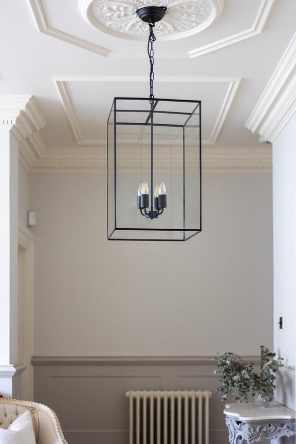 Soho Lighting London Lantern Pendant Crossbar Large Matt Black