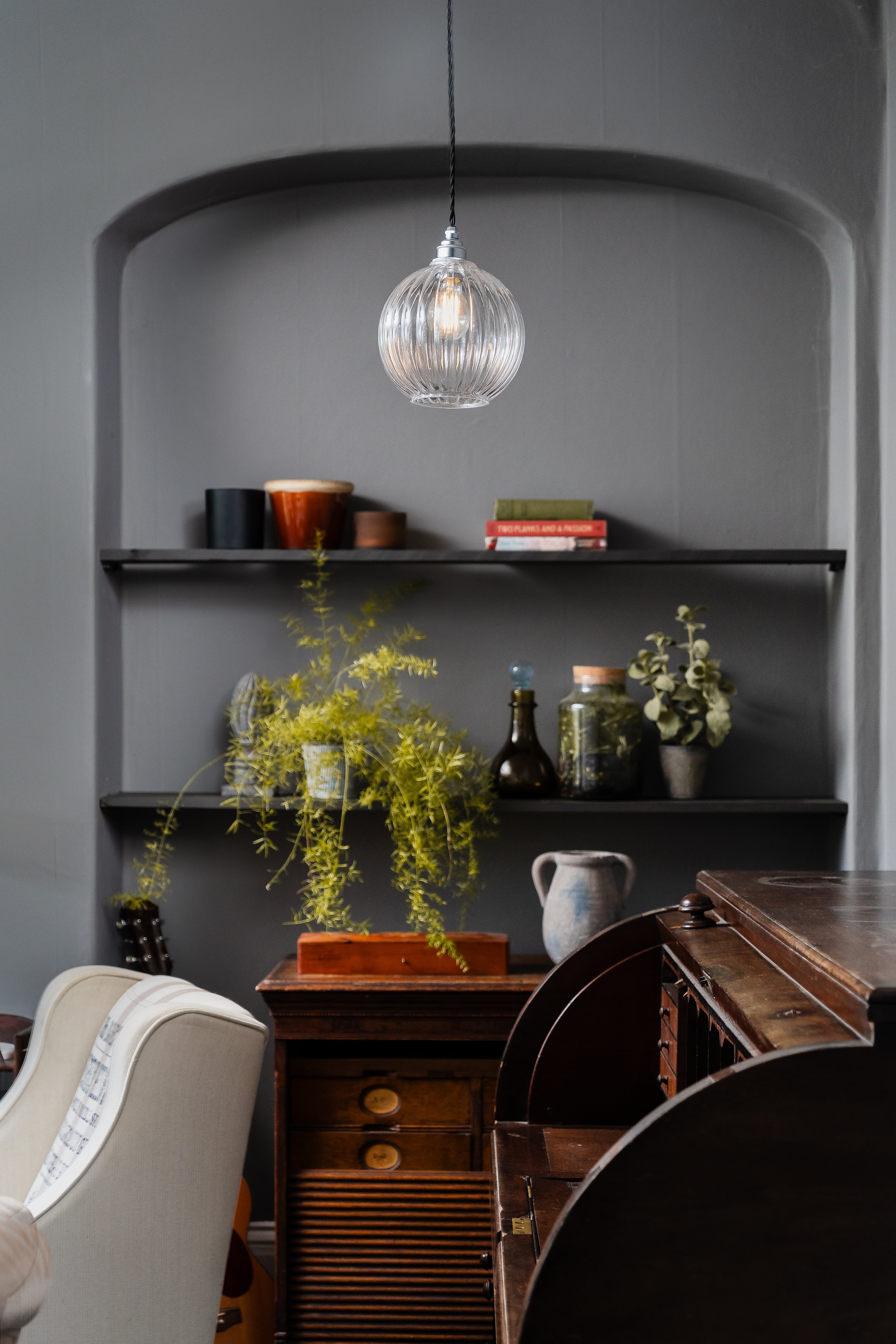 Henley Fluted Glass Globe Pendant Light