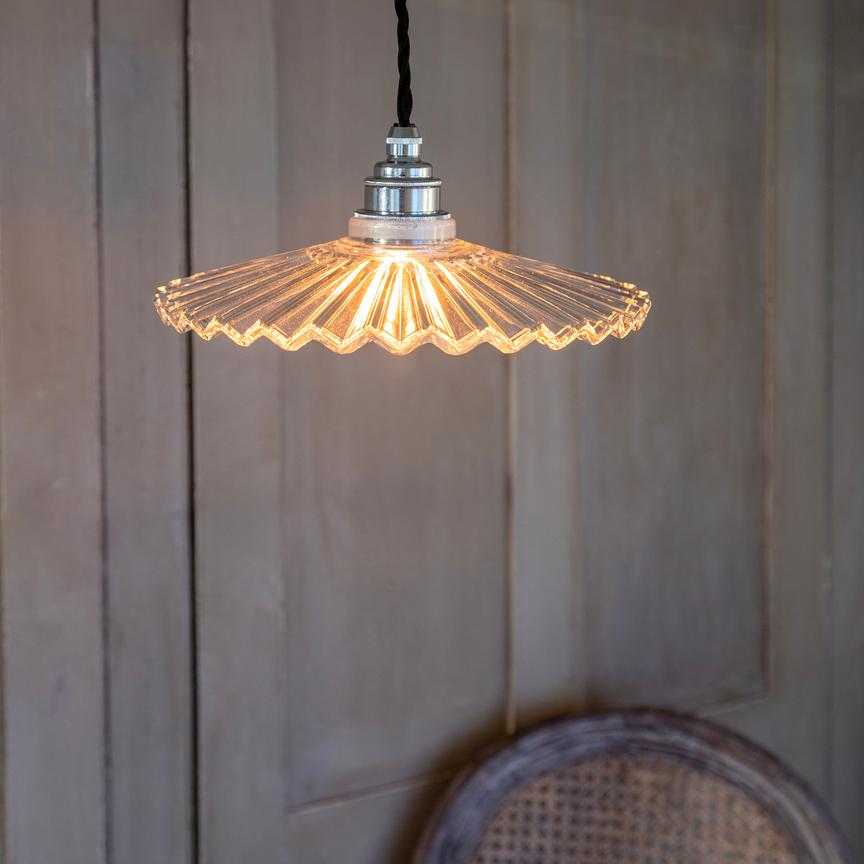 Fluted Fan Glass Pendant Light